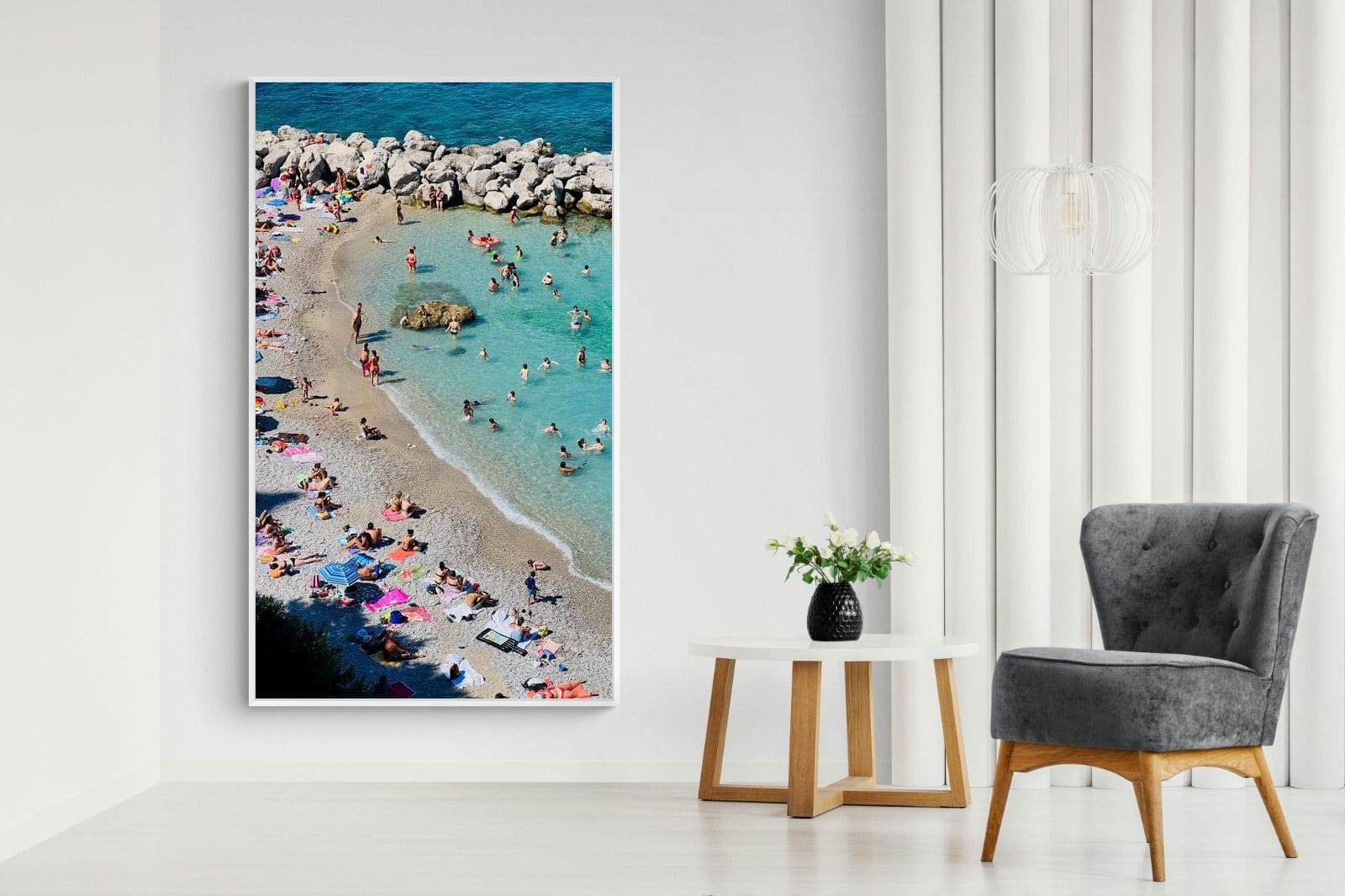Capri Beach-Wall_Art-130 x 220cm-Mounted Canvas-White-Pixalot