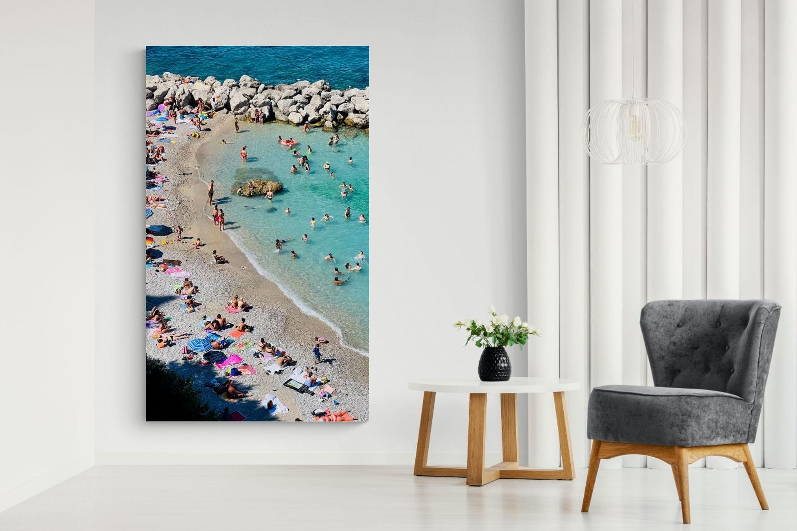 Capri Beach-Wall_Art-130 x 220cm-Mounted Canvas-No Frame-Pixalot