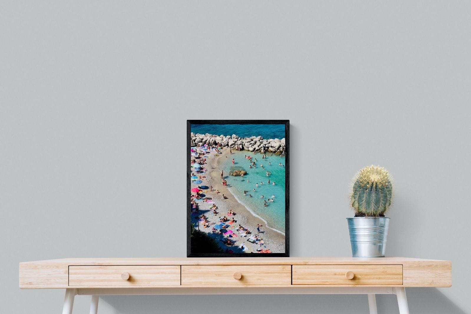 Capri Beach-Wall_Art-45 x 60cm-Mounted Canvas-Black-Pixalot
