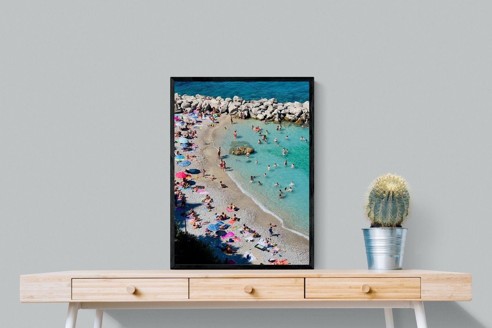 Capri Beach-Wall_Art-60 x 80cm-Mounted Canvas-Black-Pixalot