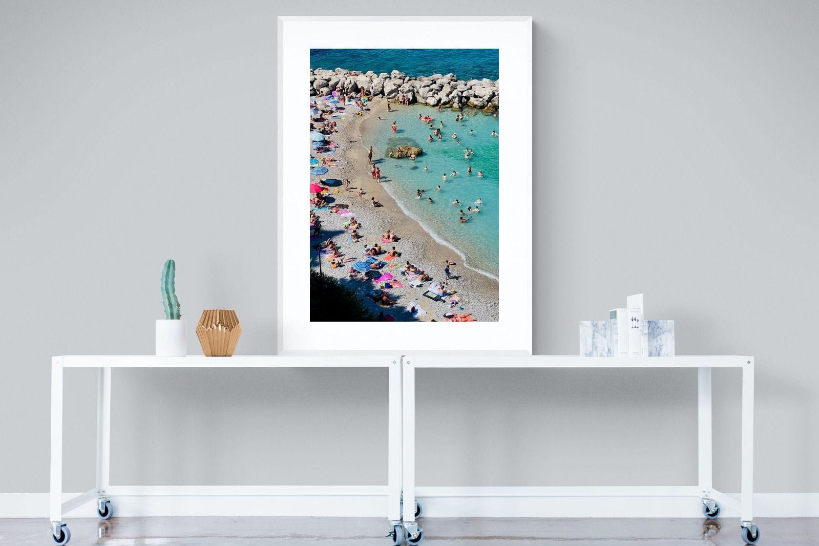 Capri Beach-Wall_Art-90 x 120cm-Framed Print-White-Pixalot