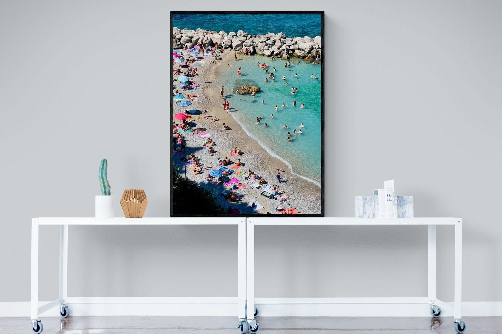 Capri Beach-Wall_Art-90 x 120cm-Mounted Canvas-Black-Pixalot