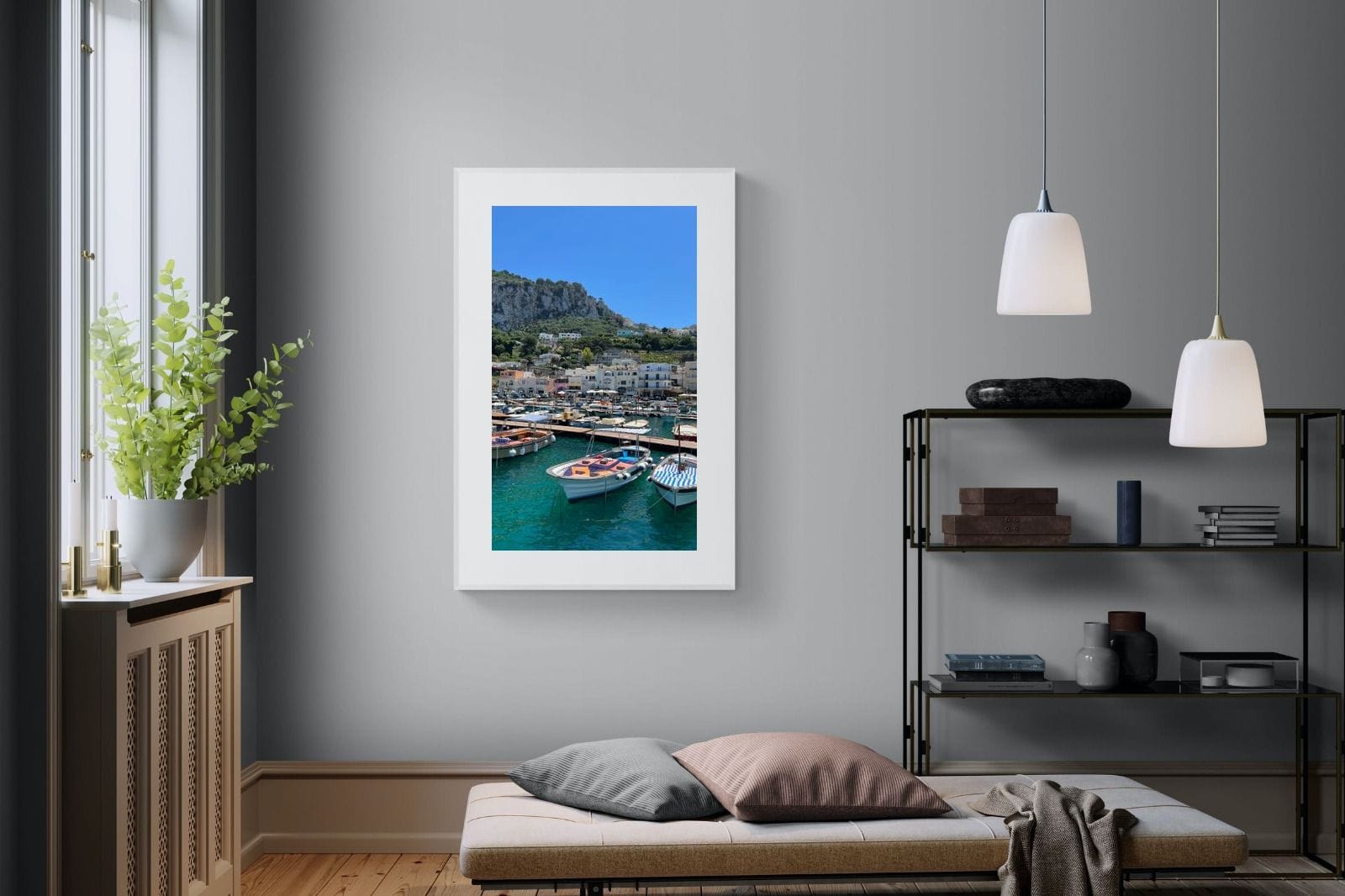 Capri Harbour-Wall_Art-100 x 150cm-Framed Print-White-Pixalot