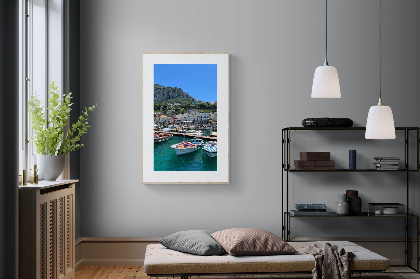 Capri Harbour-Wall_Art-100 x 150cm-Framed Print-Wood-Pixalot