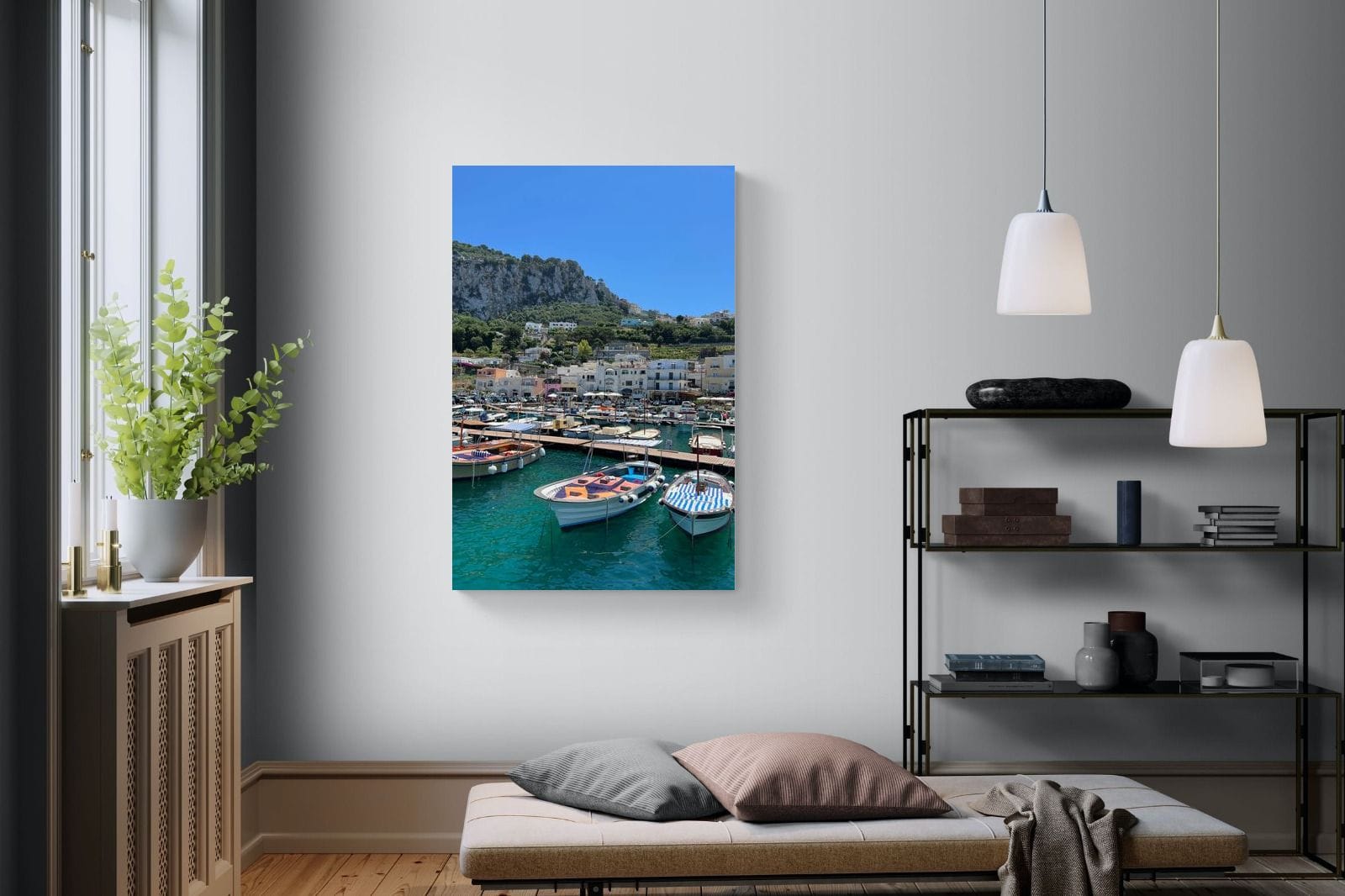 Capri Harbour-Wall_Art-100 x 150cm-Mounted Canvas-No Frame-Pixalot