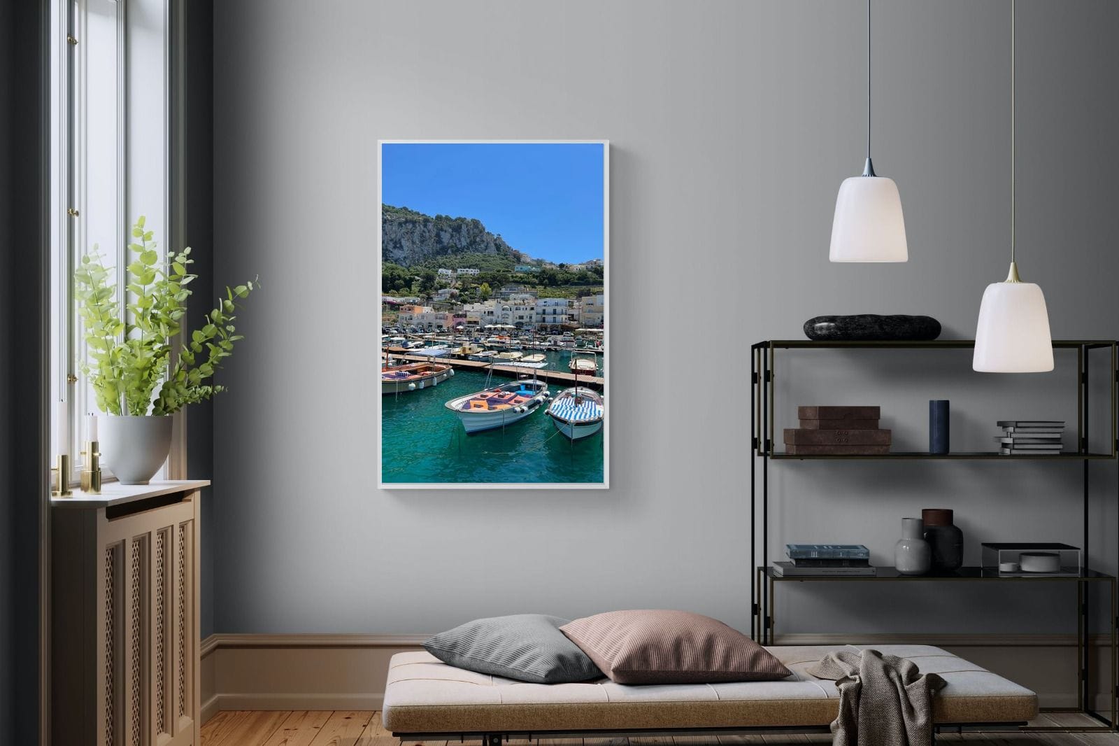 Capri Harbour-Wall_Art-100 x 150cm-Mounted Canvas-White-Pixalot