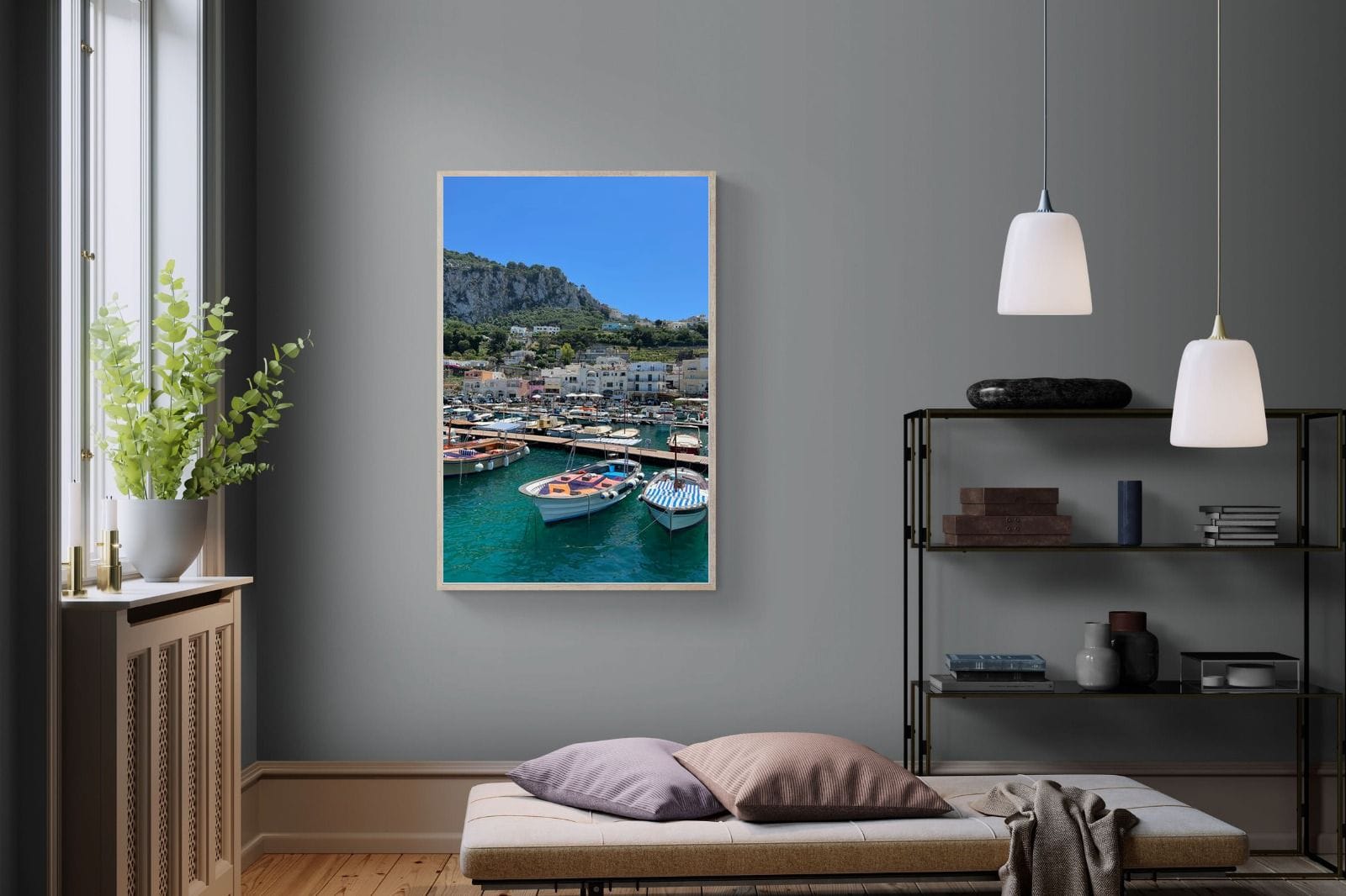 Capri Harbour-Wall_Art-100 x 150cm-Mounted Canvas-Wood-Pixalot