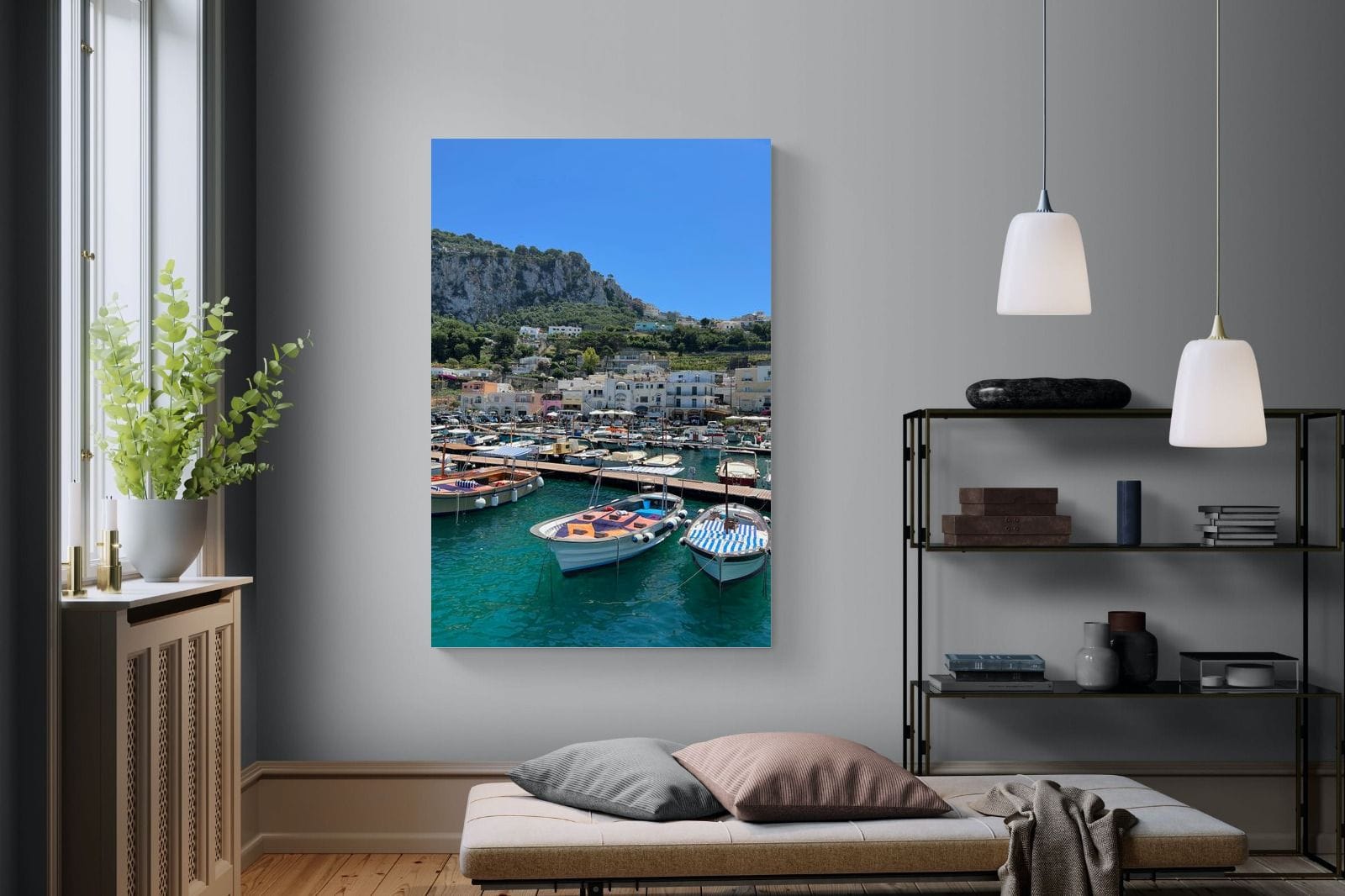 Capri Harbour-Wall_Art-120 x 180cm-Mounted Canvas-No Frame-Pixalot