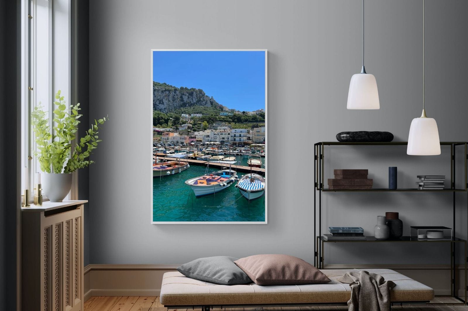 Capri Harbour-Wall_Art-120 x 180cm-Mounted Canvas-White-Pixalot