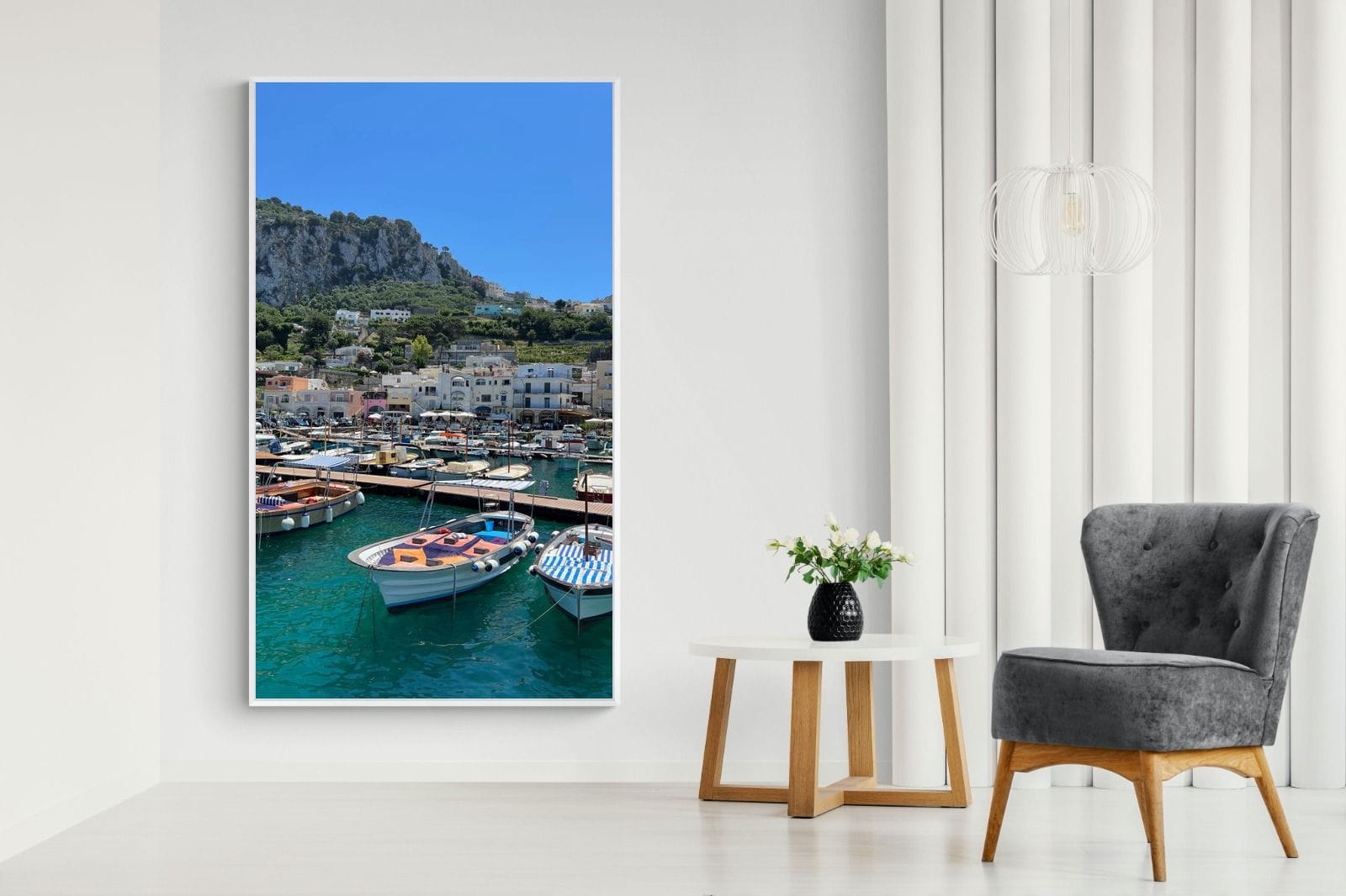 Capri Harbour-Wall_Art-130 x 220cm-Mounted Canvas-White-Pixalot
