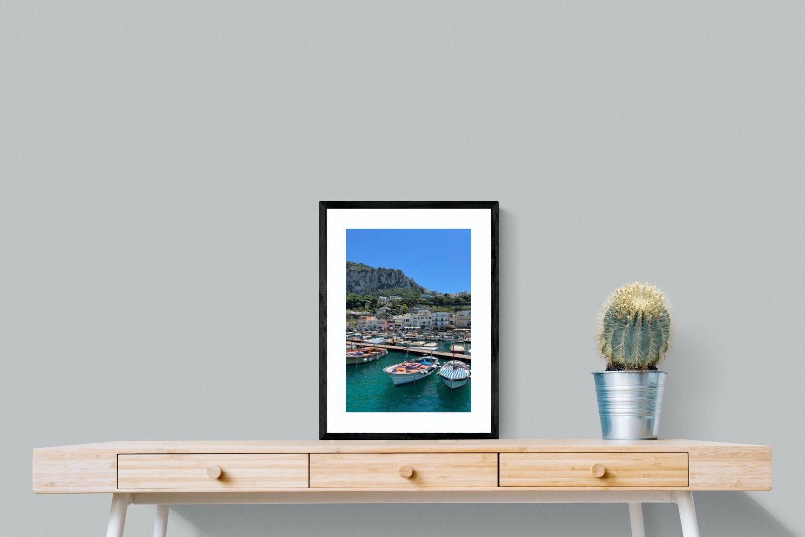 Capri Harbour-Wall_Art-45 x 60cm-Framed Print-Black-Pixalot