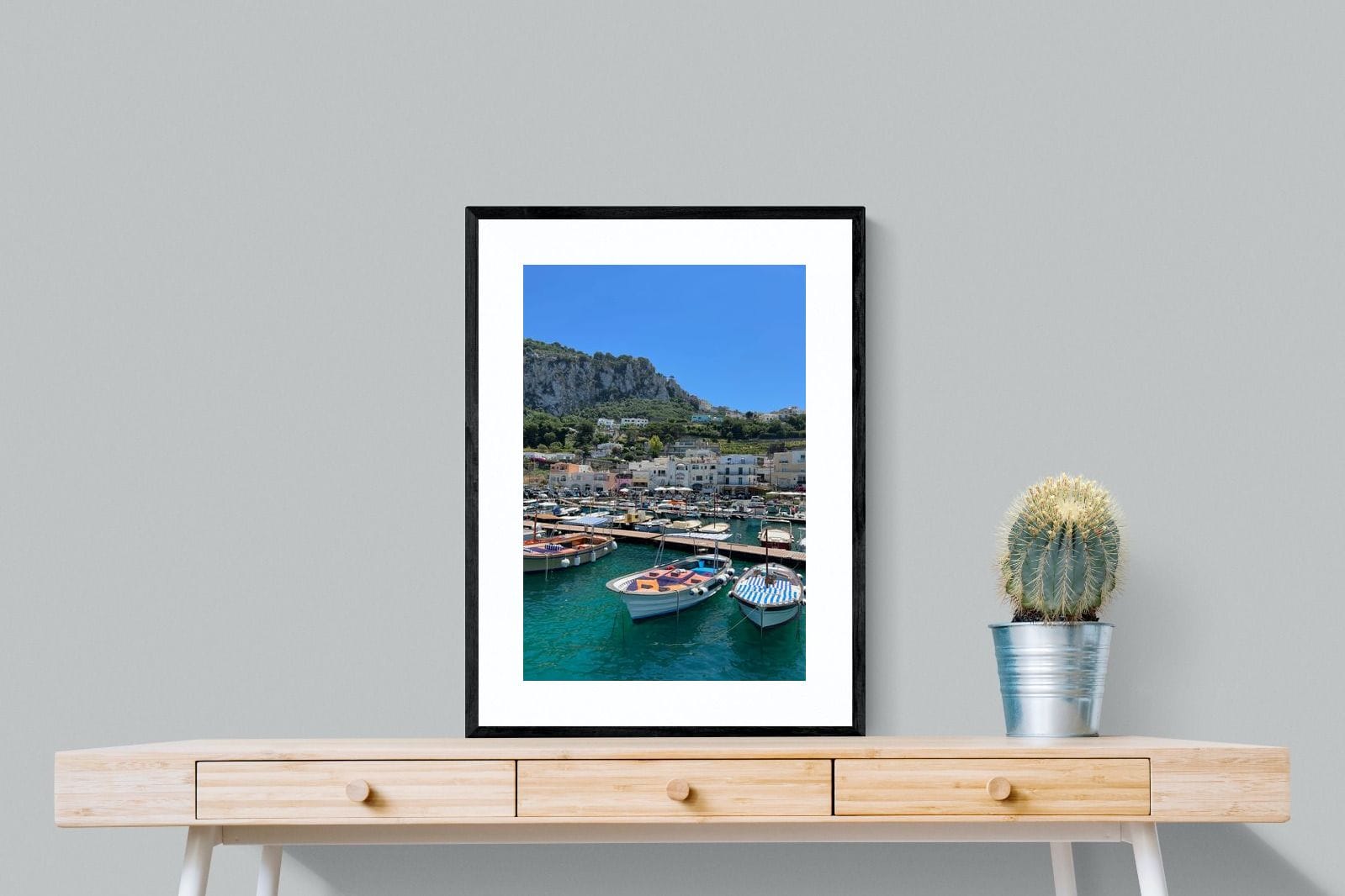 Capri Harbour-Wall_Art-60 x 80cm-Framed Print-Black-Pixalot