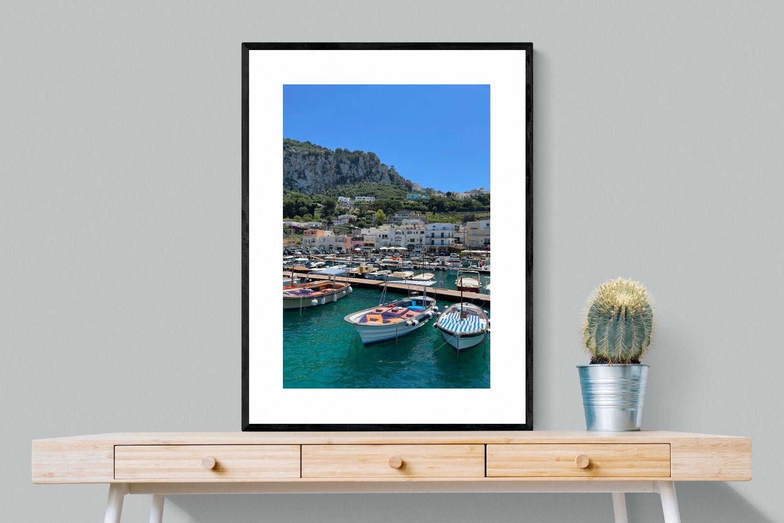 Capri Harbour-Wall_Art-75 x 100cm-Framed Print-Black-Pixalot