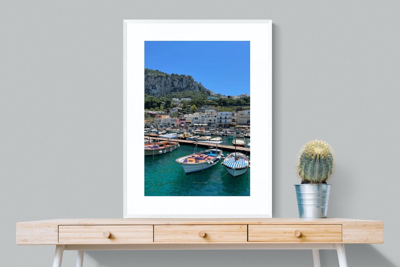 Capri Harbour-Wall_Art-75 x 100cm-Framed Print-White-Pixalot