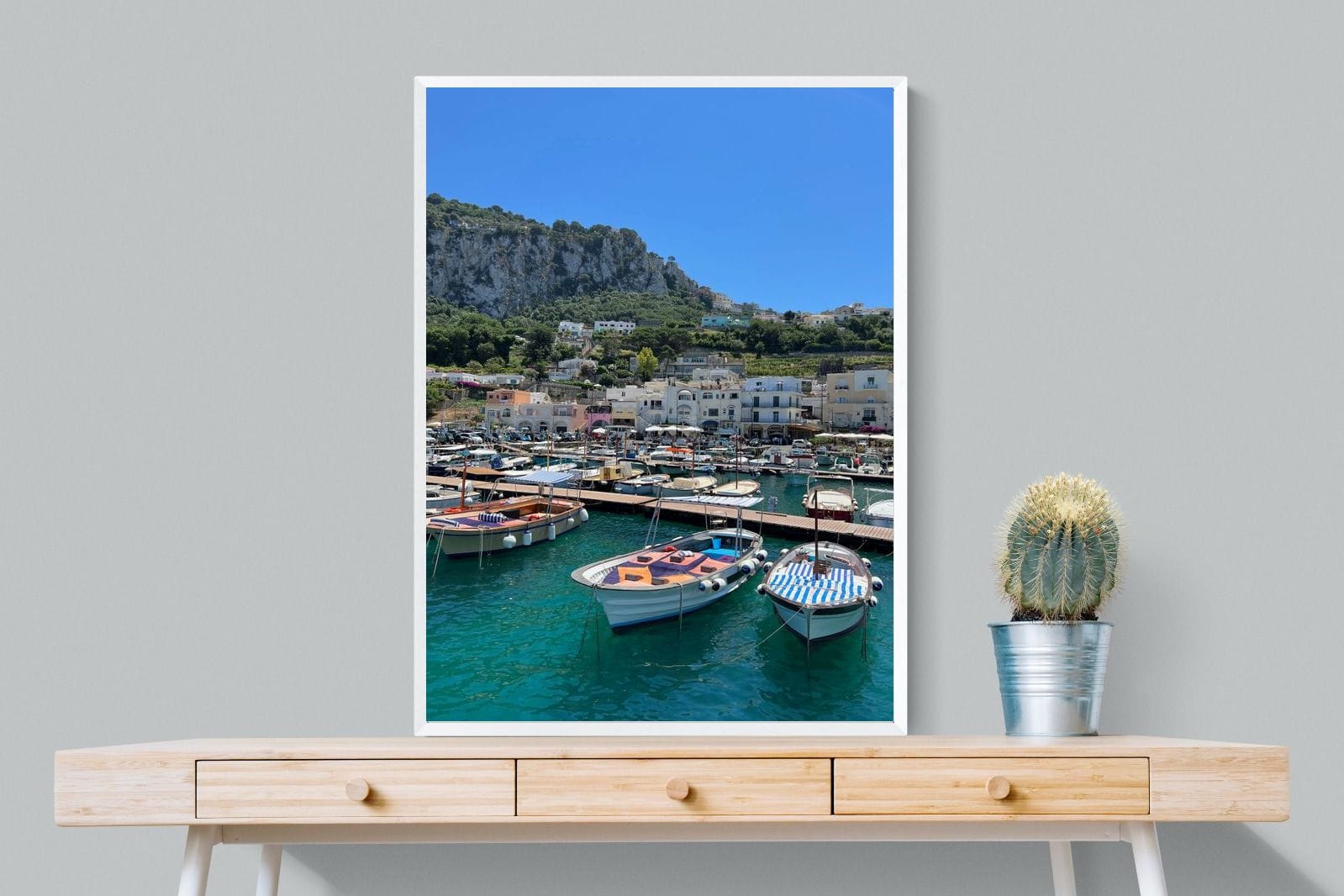 Capri Harbour-Wall_Art-75 x 100cm-Mounted Canvas-White-Pixalot