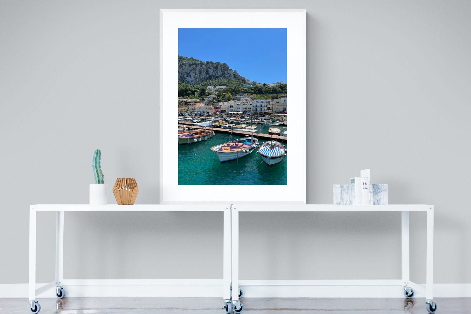 Capri Harbour-Wall_Art-90 x 120cm-Framed Print-White-Pixalot