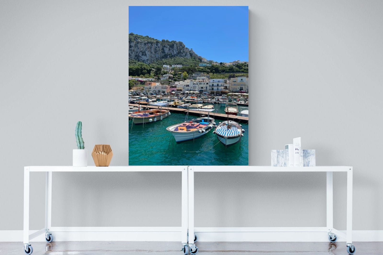 Capri Harbour-Wall_Art-90 x 120cm-Mounted Canvas-No Frame-Pixalot