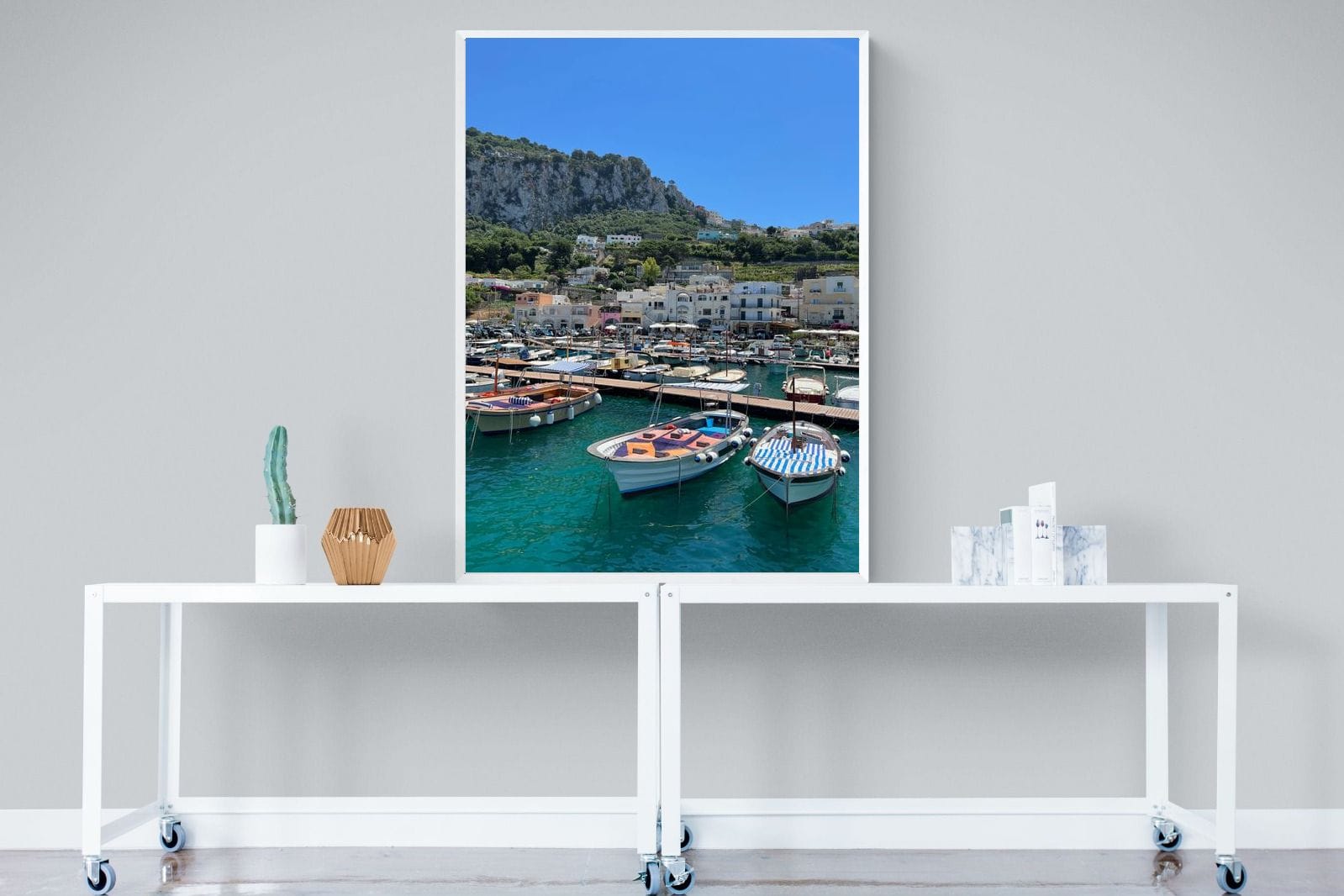 Capri Harbour-Wall_Art-90 x 120cm-Mounted Canvas-White-Pixalot