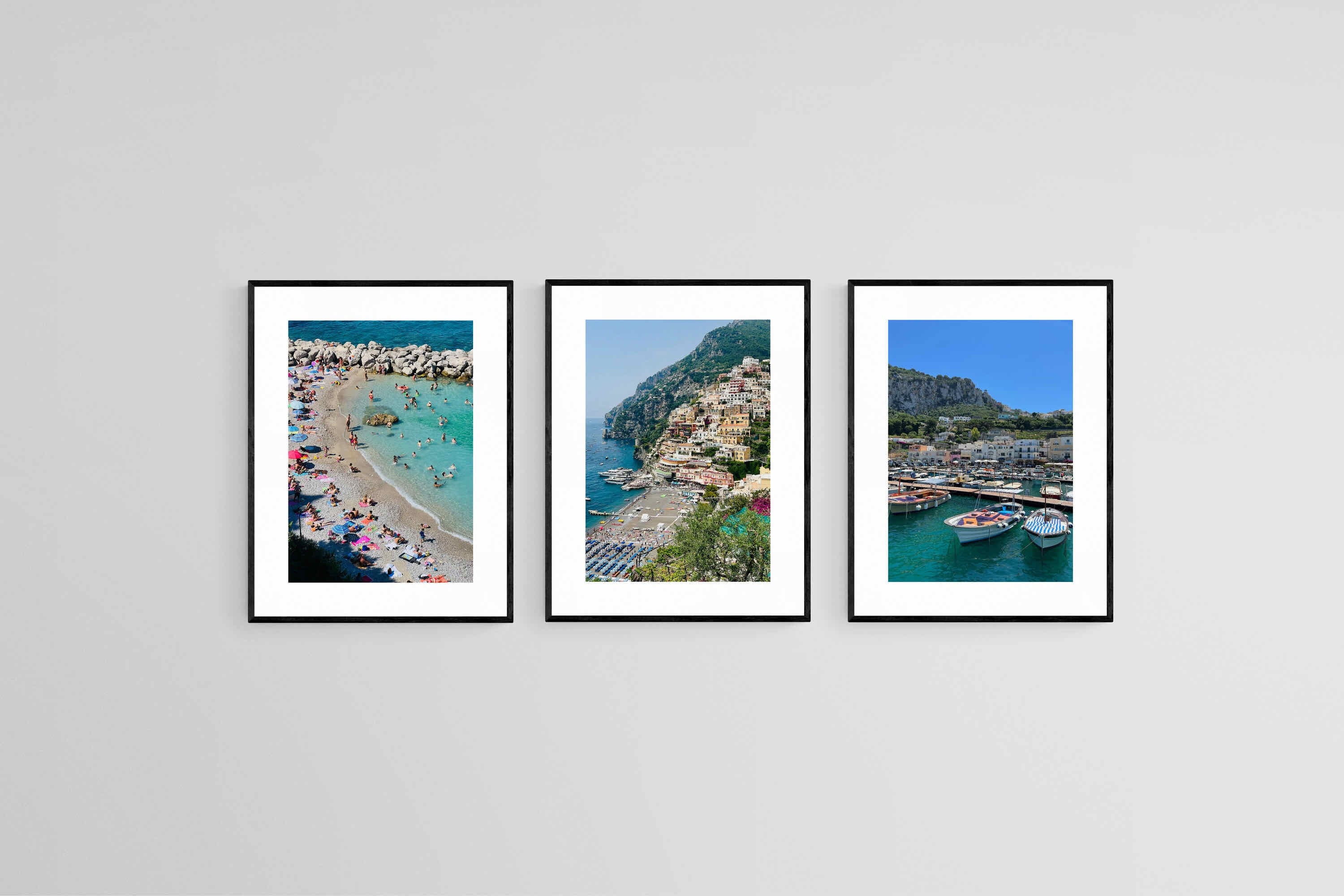 Capri Set-Wall_Art-45 x 60cm (x3)-Framed Print-Black-Pixalot