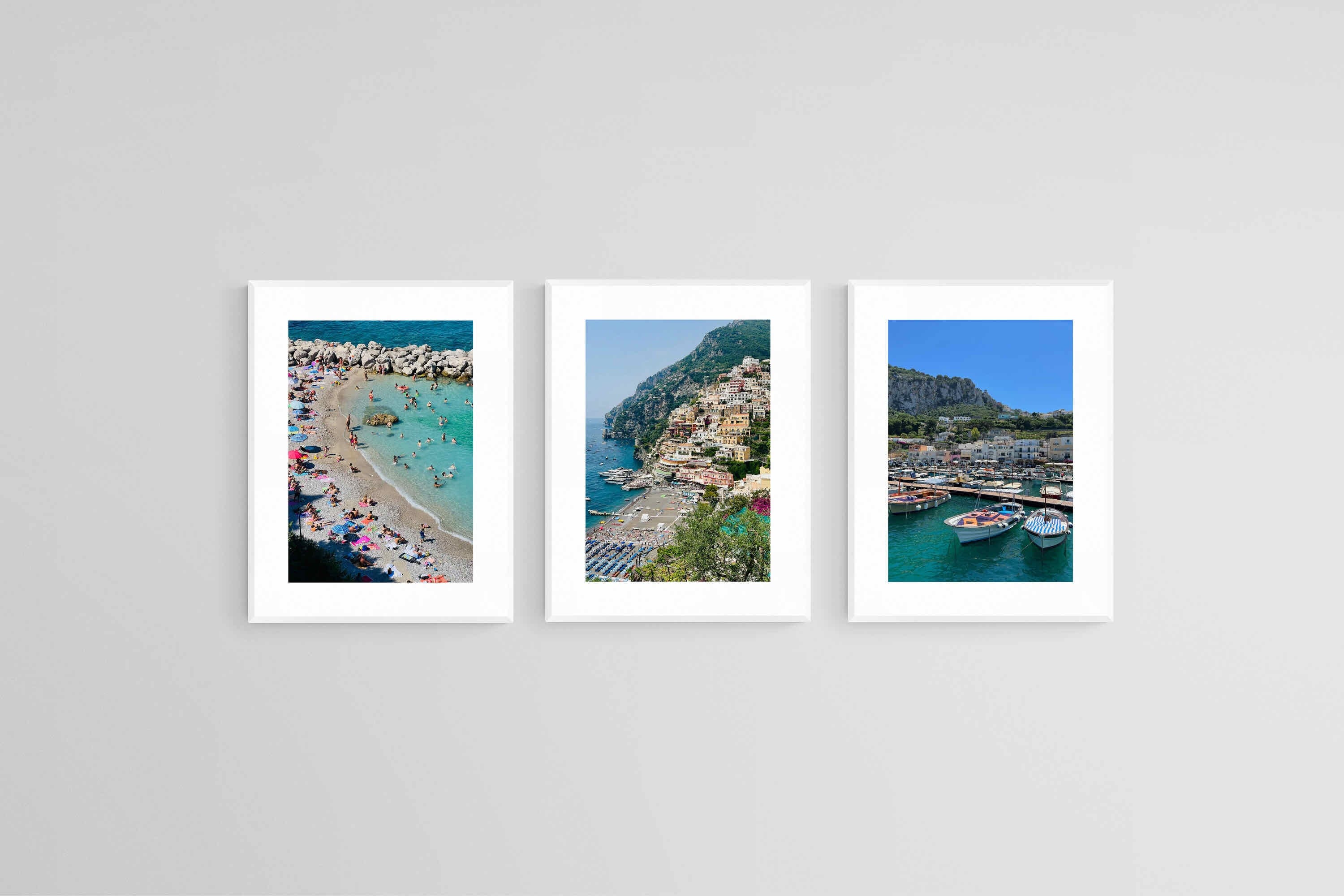 Capri Set-Wall_Art-45 x 60cm (x3)-Framed Print-White-Pixalot