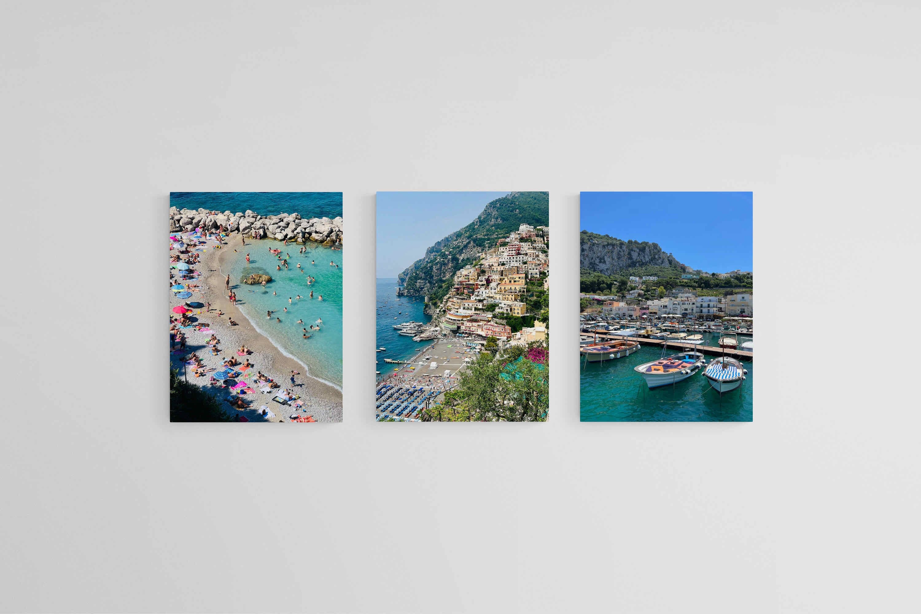 Capri Set-Wall_Art-45 x 60cm (x3)-Mounted Canvas-No Frame-Pixalot