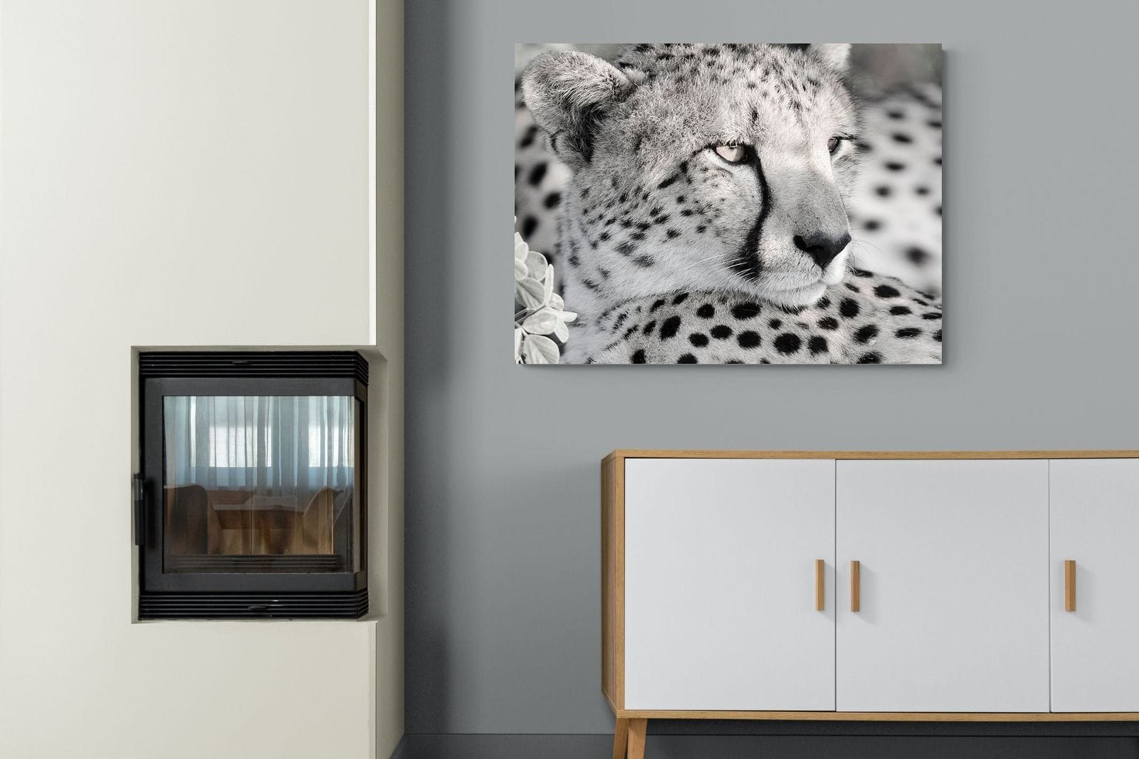 Cheetah Glare-Wall_Art-100 x 75cm-Mounted Canvas-No Frame-Pixalot