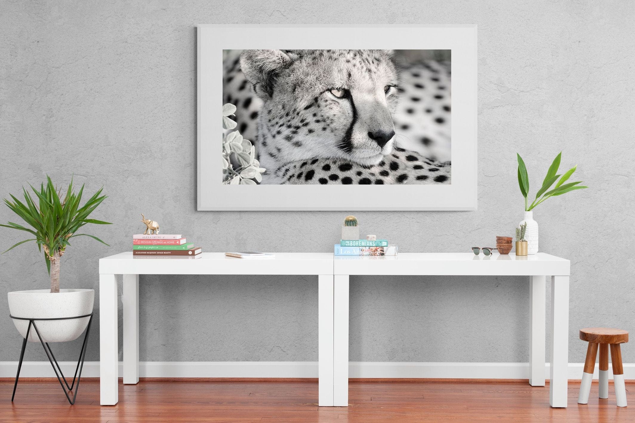 Cheetah Glare-Wall_Art-150 x 100cm-Framed Print-White-Pixalot
