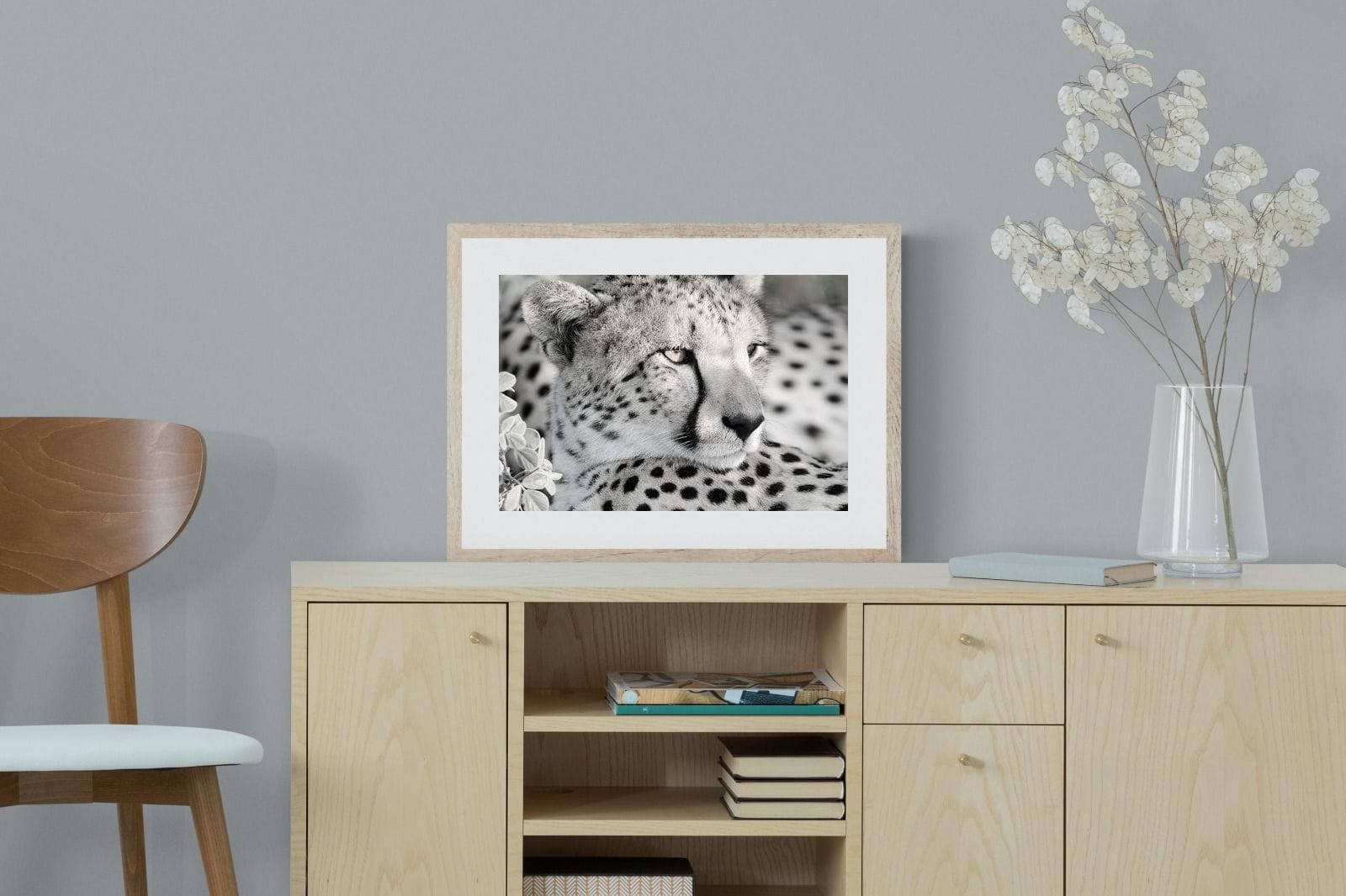 Cheetah Glare-Wall_Art-60 x 45cm-Framed Print-Wood-Pixalot