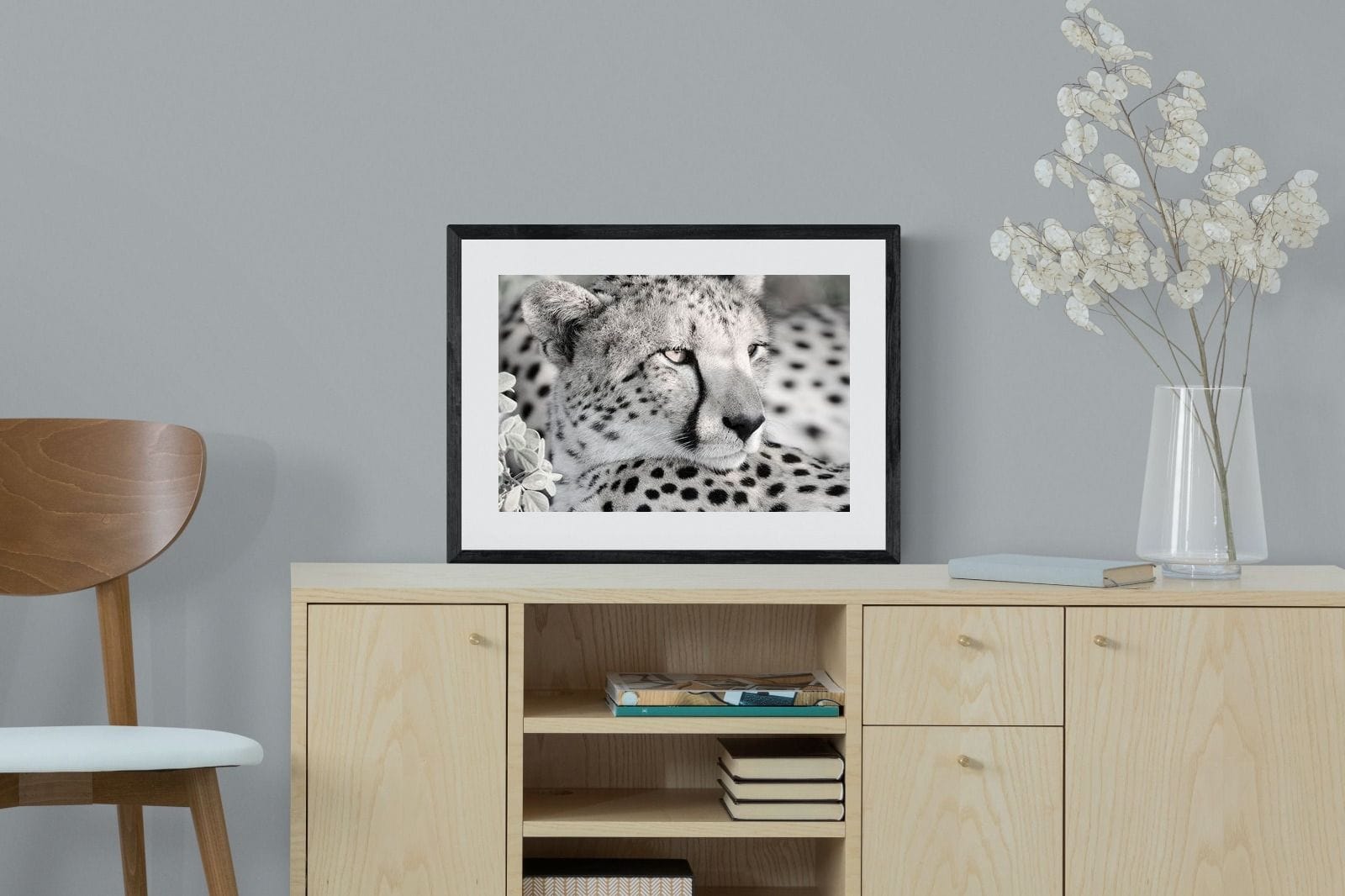 Cheetah Glare-Wall_Art-60 x 45cm-Framed Print-Black-Pixalot