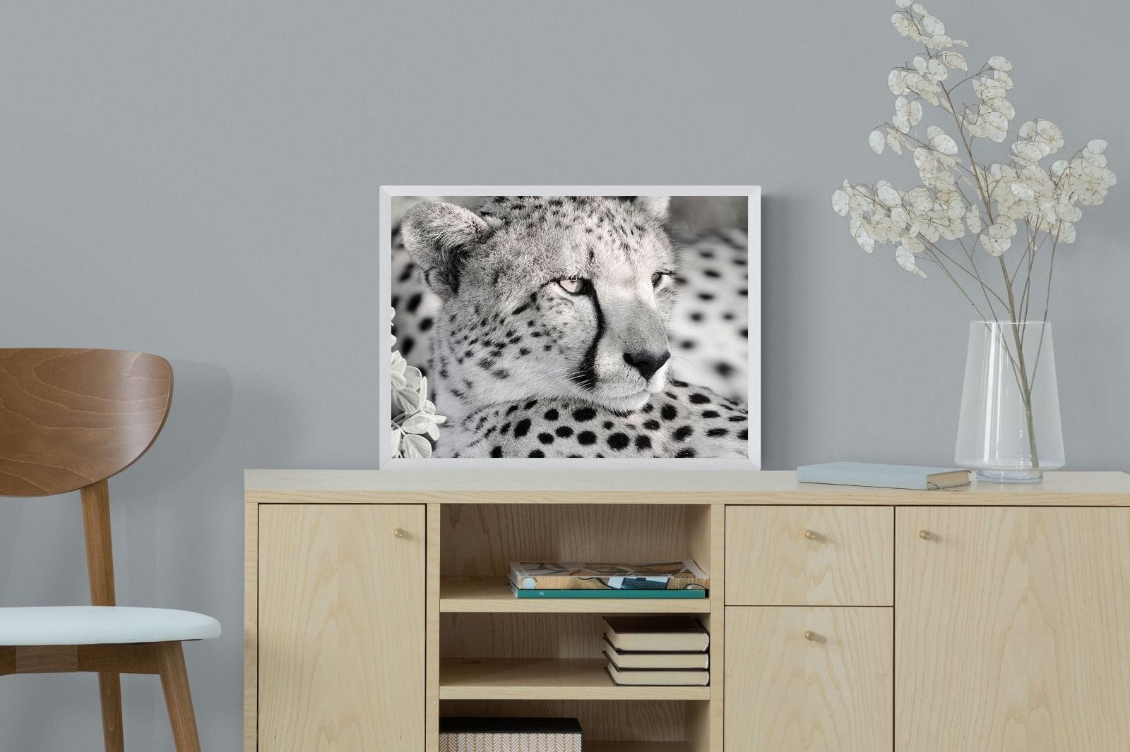 Cheetah Glare-Wall_Art-60 x 45cm-Mounted Canvas-White-Pixalot