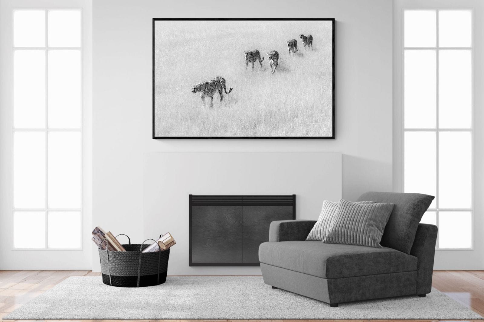 Cheetah Pride-Wall_Art-150 x 100cm-Mounted Canvas-Black-Pixalot