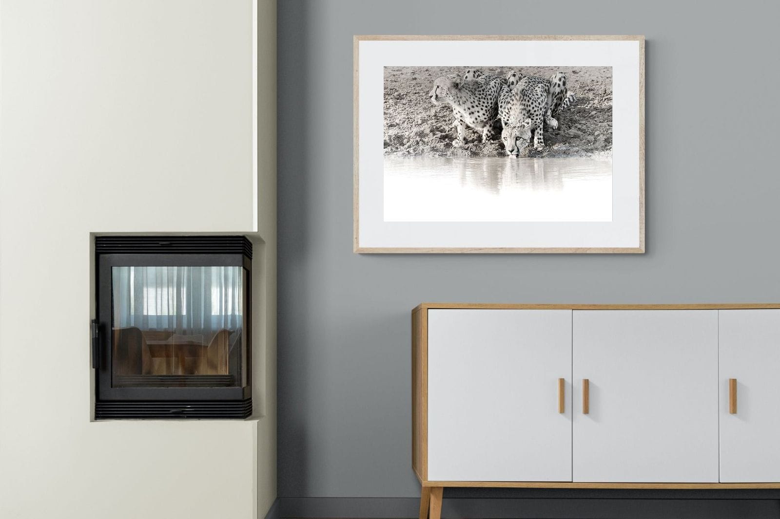 Cheetah Sisters-Wall_Art-100 x 75cm-Framed Print-Wood-Pixalot