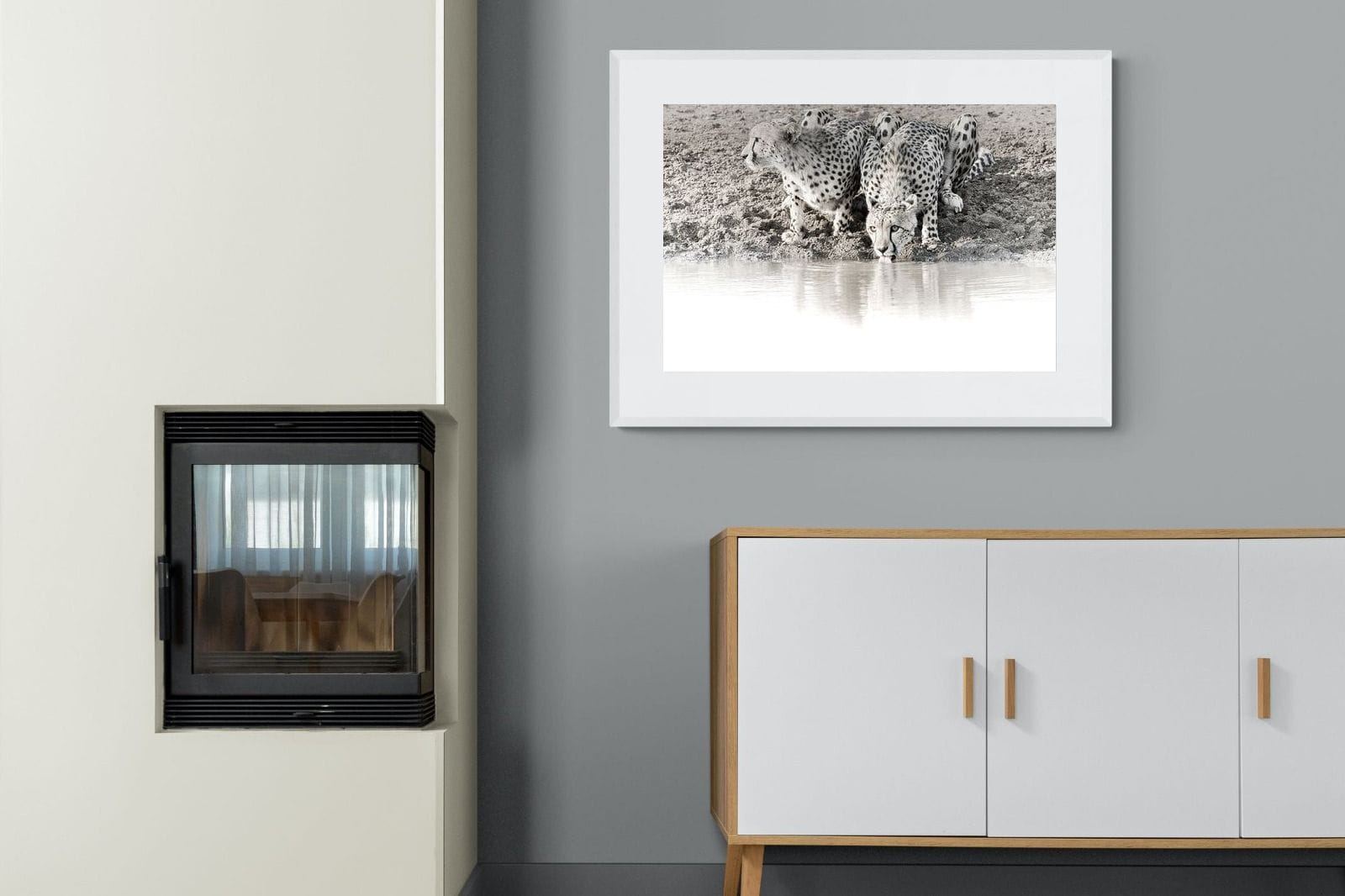 Cheetah Sisters-Wall_Art-100 x 75cm-Framed Print-White-Pixalot