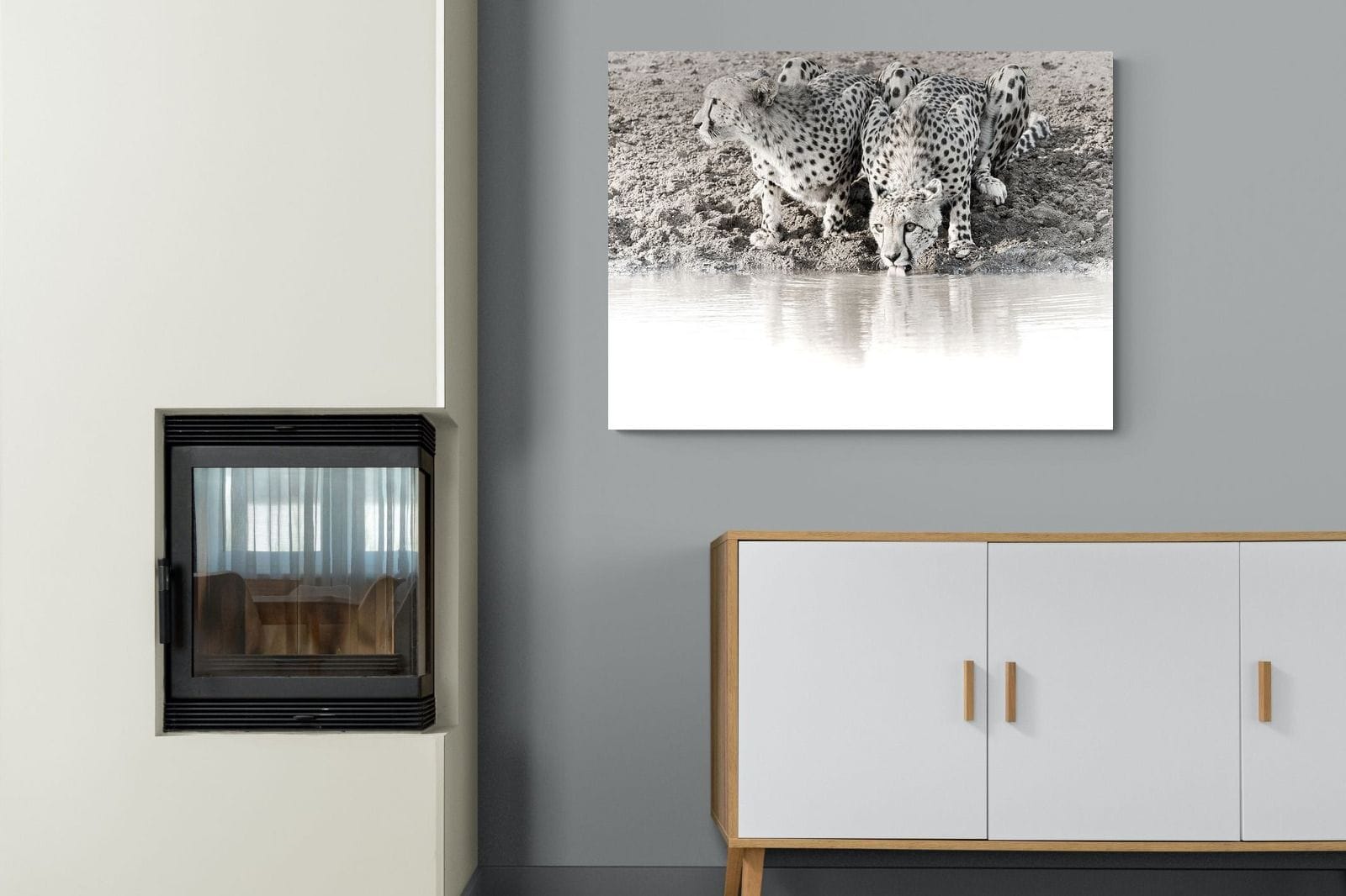 Cheetah Sisters-Wall_Art-100 x 75cm-Mounted Canvas-No Frame-Pixalot