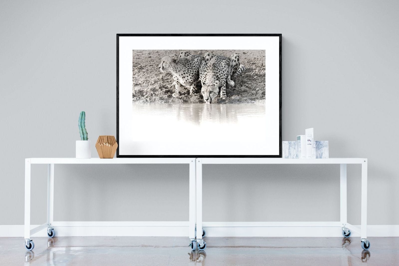 Cheetah Sisters-Wall_Art-120 x 90cm-Framed Print-Black-Pixalot