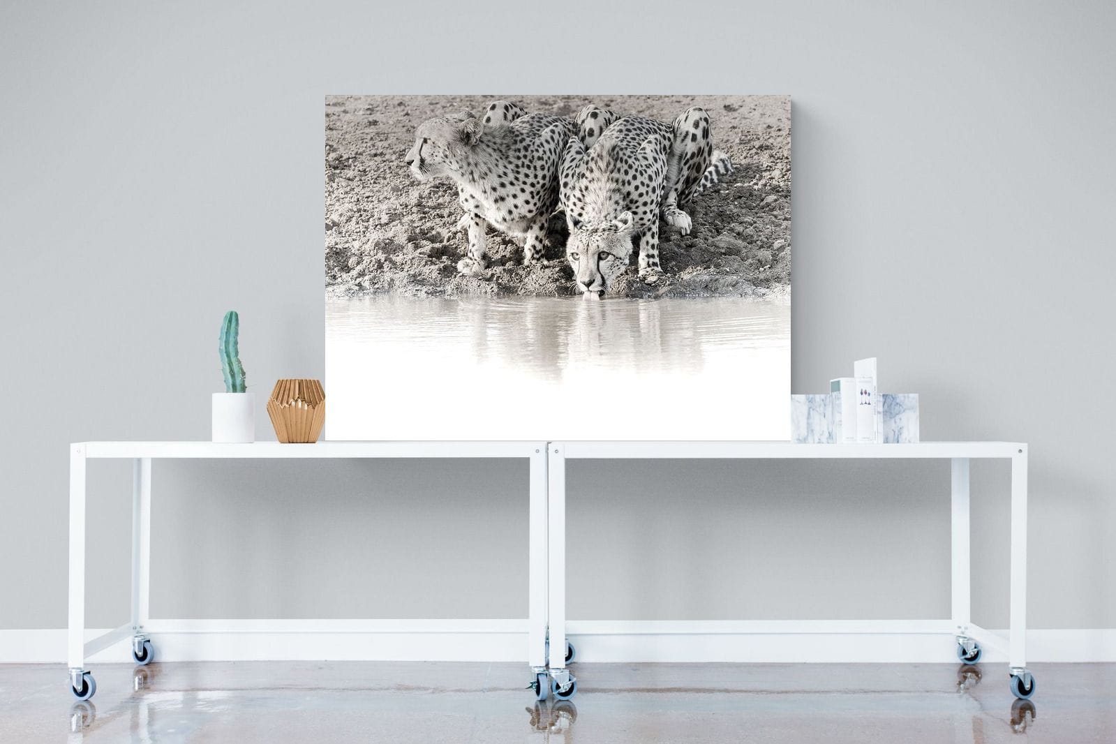 Cheetah Sisters-Wall_Art-120 x 90cm-Mounted Canvas-No Frame-Pixalot