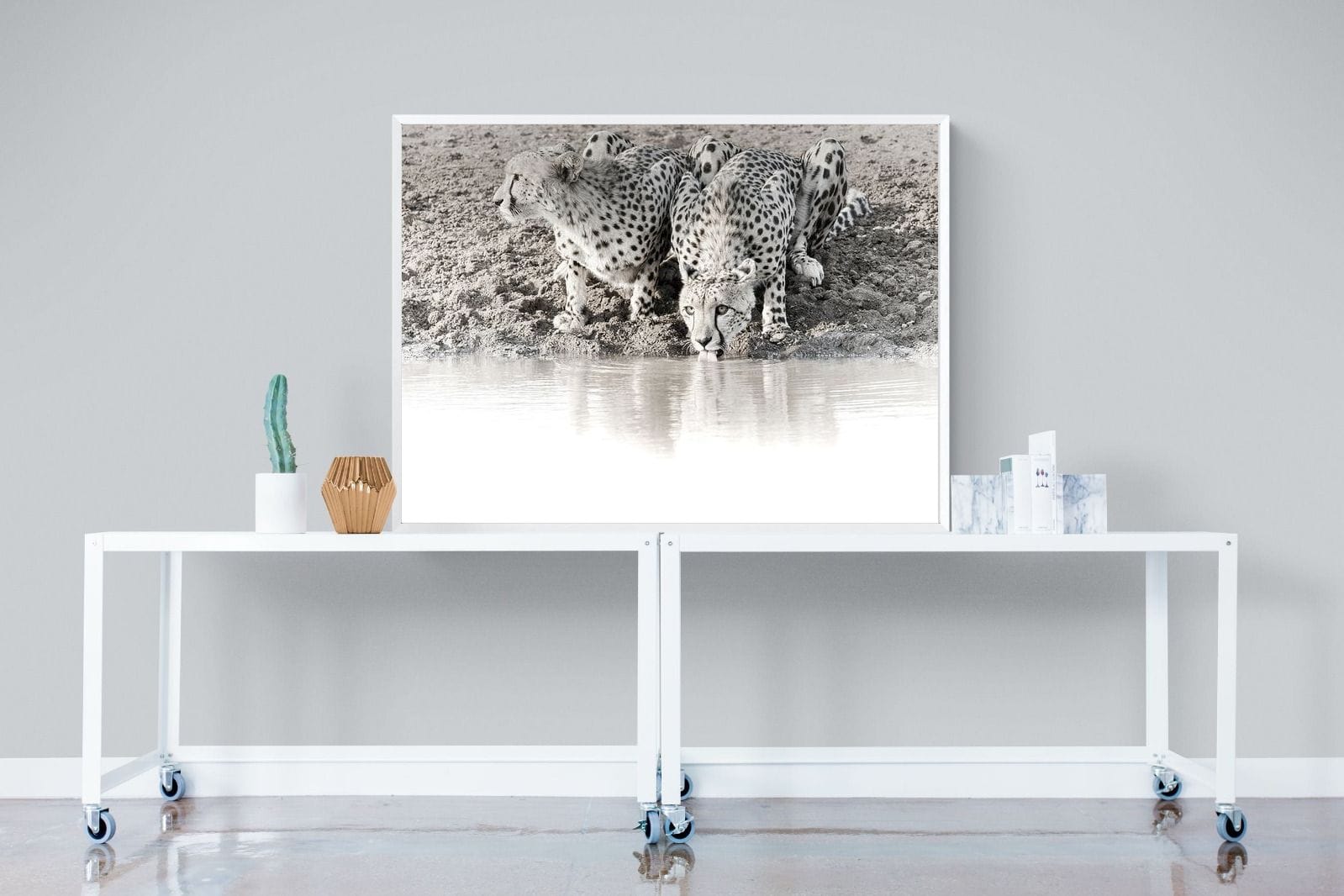Cheetah Sisters-Wall_Art-120 x 90cm-Mounted Canvas-White-Pixalot