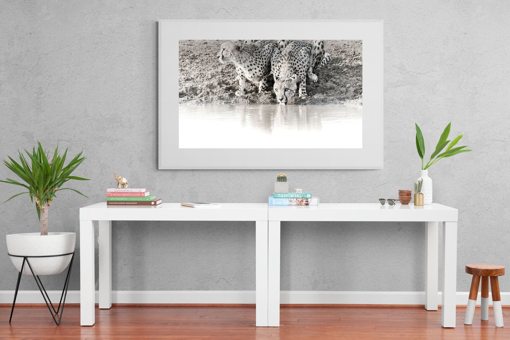 Cheetah Sisters-Wall_Art-150 x 100cm-Framed Print-White-Pixalot