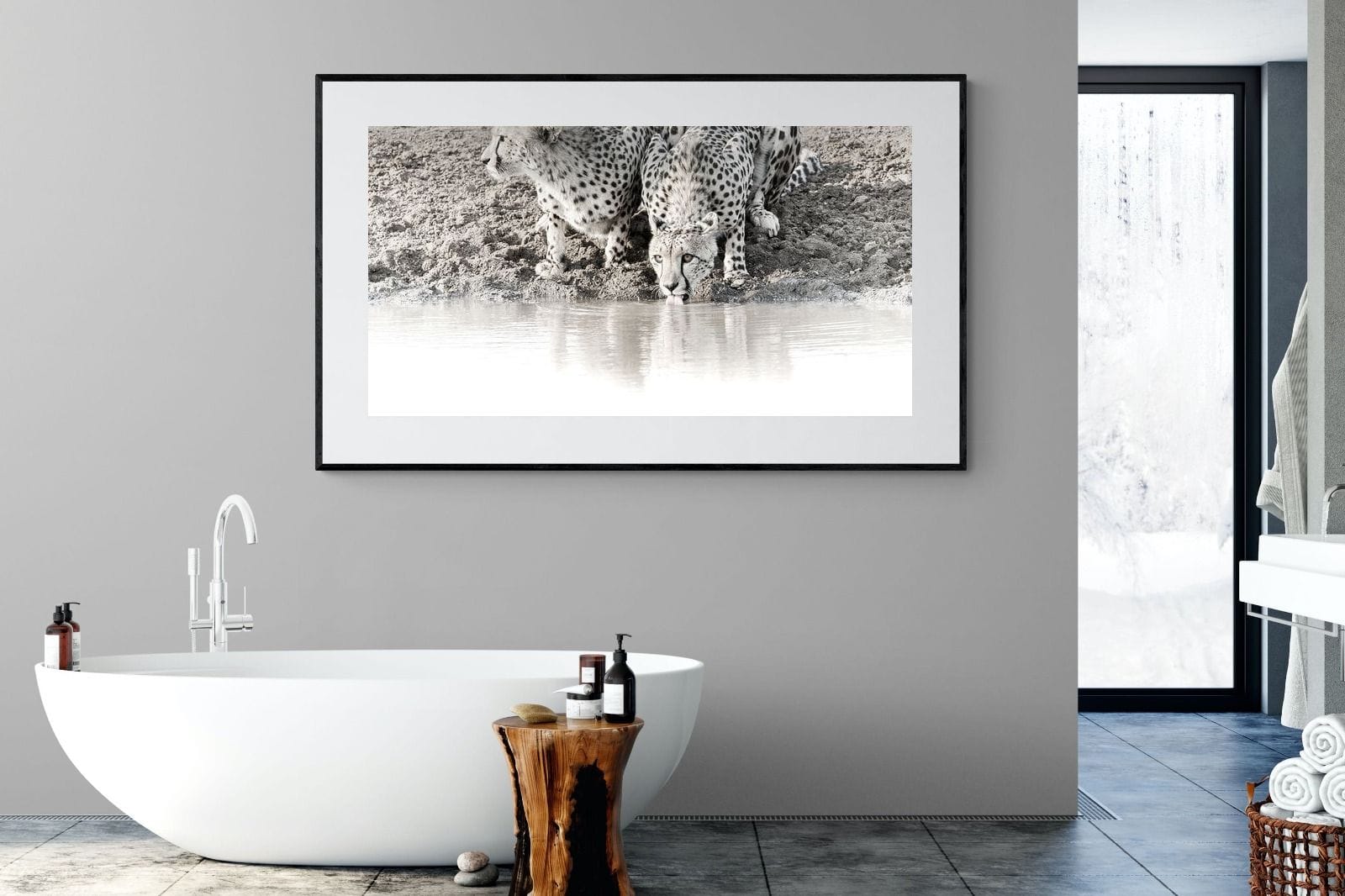 Cheetah Sisters-Wall_Art-180 x 110cm-Framed Print-Black-Pixalot