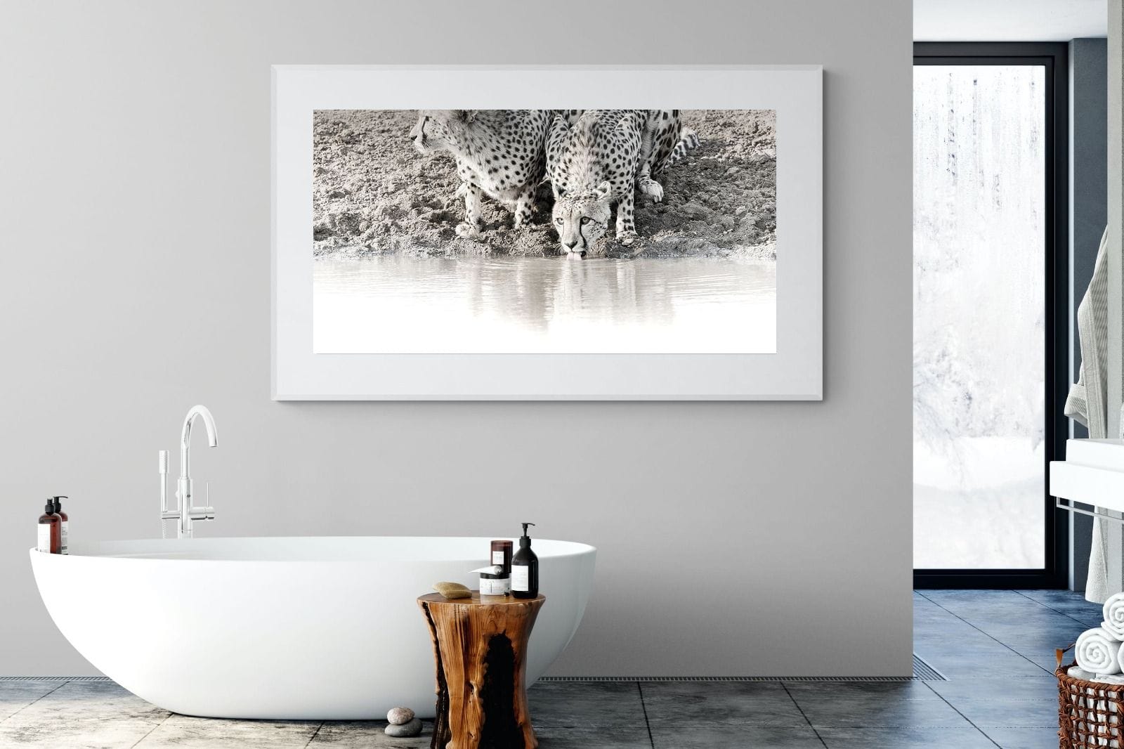 Cheetah Sisters-Wall_Art-180 x 110cm-Framed Print-White-Pixalot