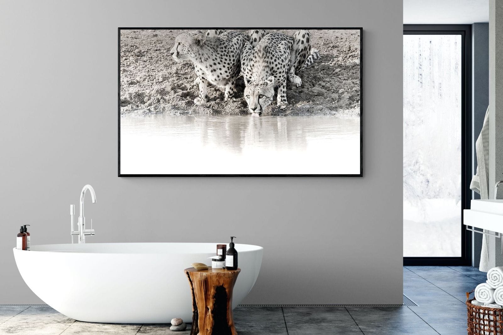 Cheetah Sisters-Wall_Art-180 x 110cm-Mounted Canvas-Black-Pixalot