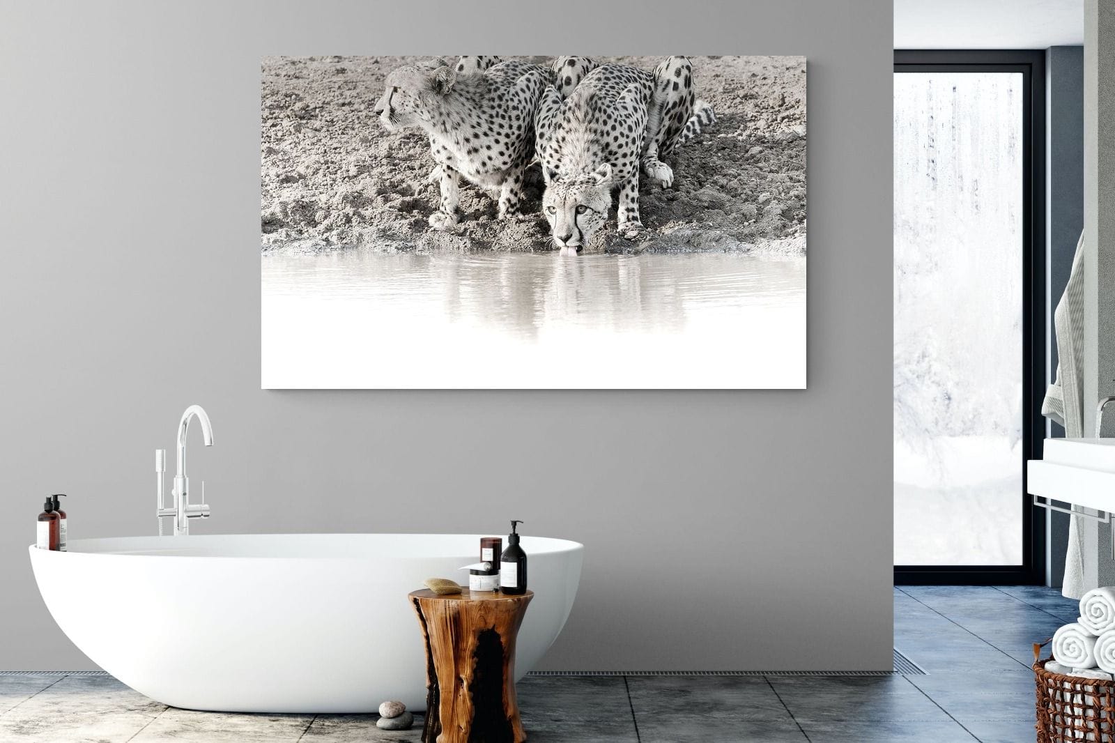 Cheetah Sisters-Wall_Art-180 x 110cm-Mounted Canvas-No Frame-Pixalot
