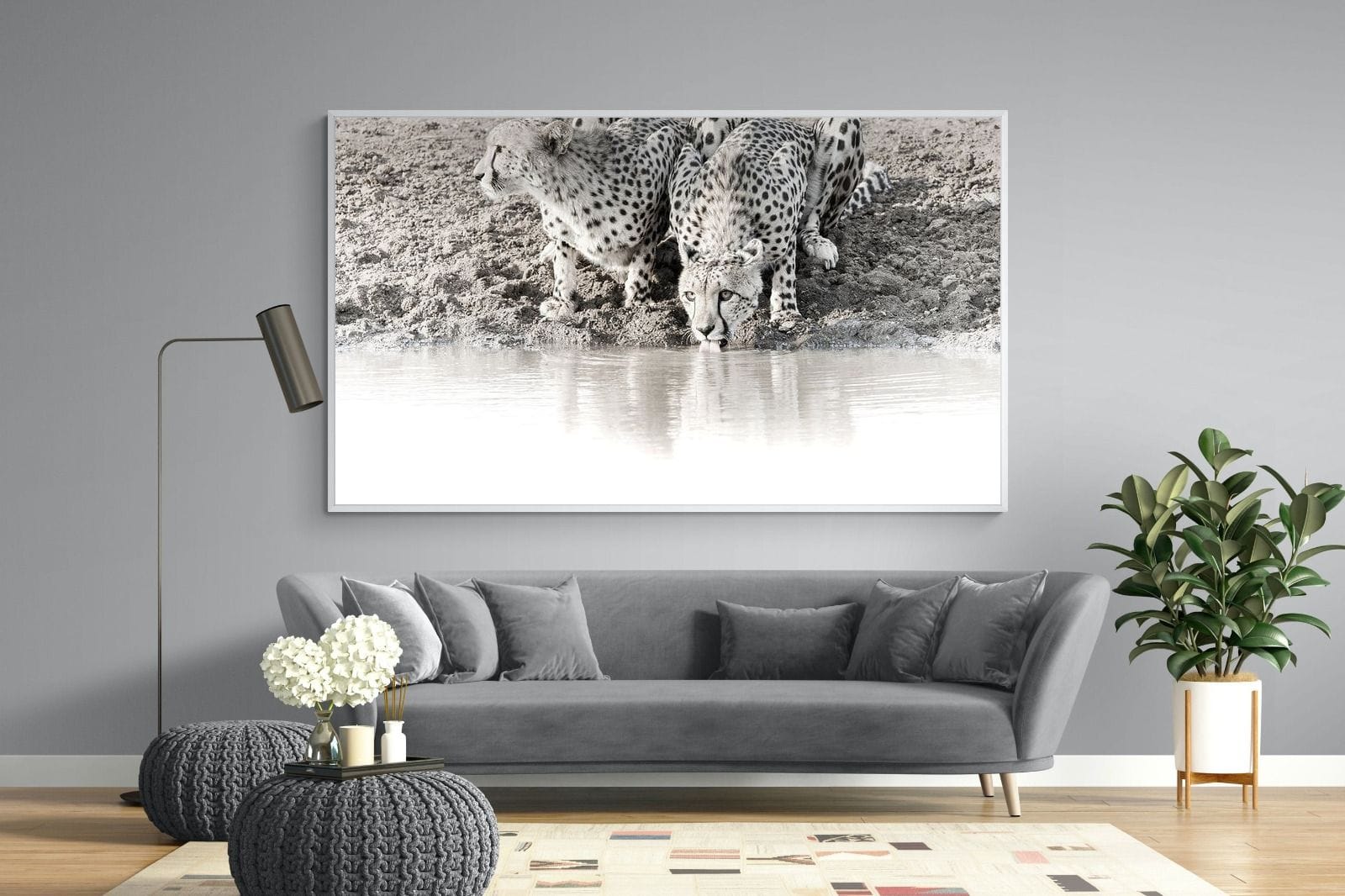 Cheetah Sisters-Wall_Art-220 x 130cm-Mounted Canvas-White-Pixalot