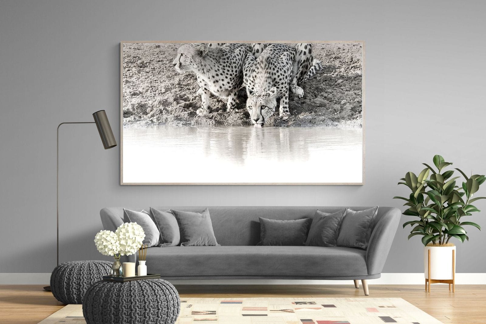 Cheetah Sisters-Wall_Art-220 x 130cm-Mounted Canvas-Wood-Pixalot