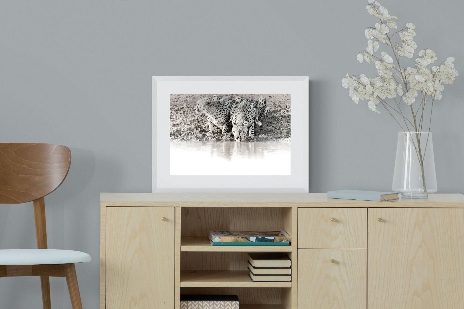 Cheetah Sisters-Wall_Art-60 x 45cm-Framed Print-White-Pixalot