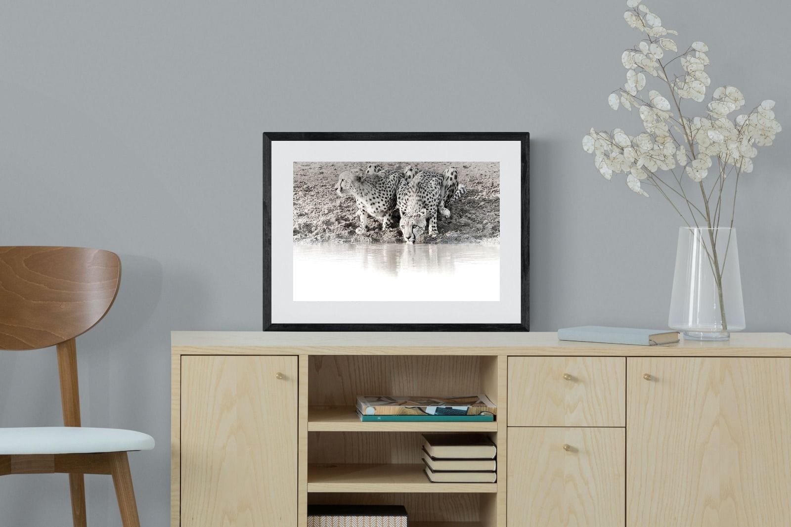 Cheetah Sisters-Wall_Art-60 x 45cm-Framed Print-Black-Pixalot