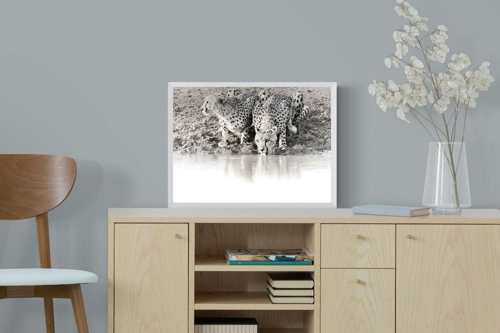 Cheetah Sisters-Wall_Art-60 x 45cm-Mounted Canvas-White-Pixalot