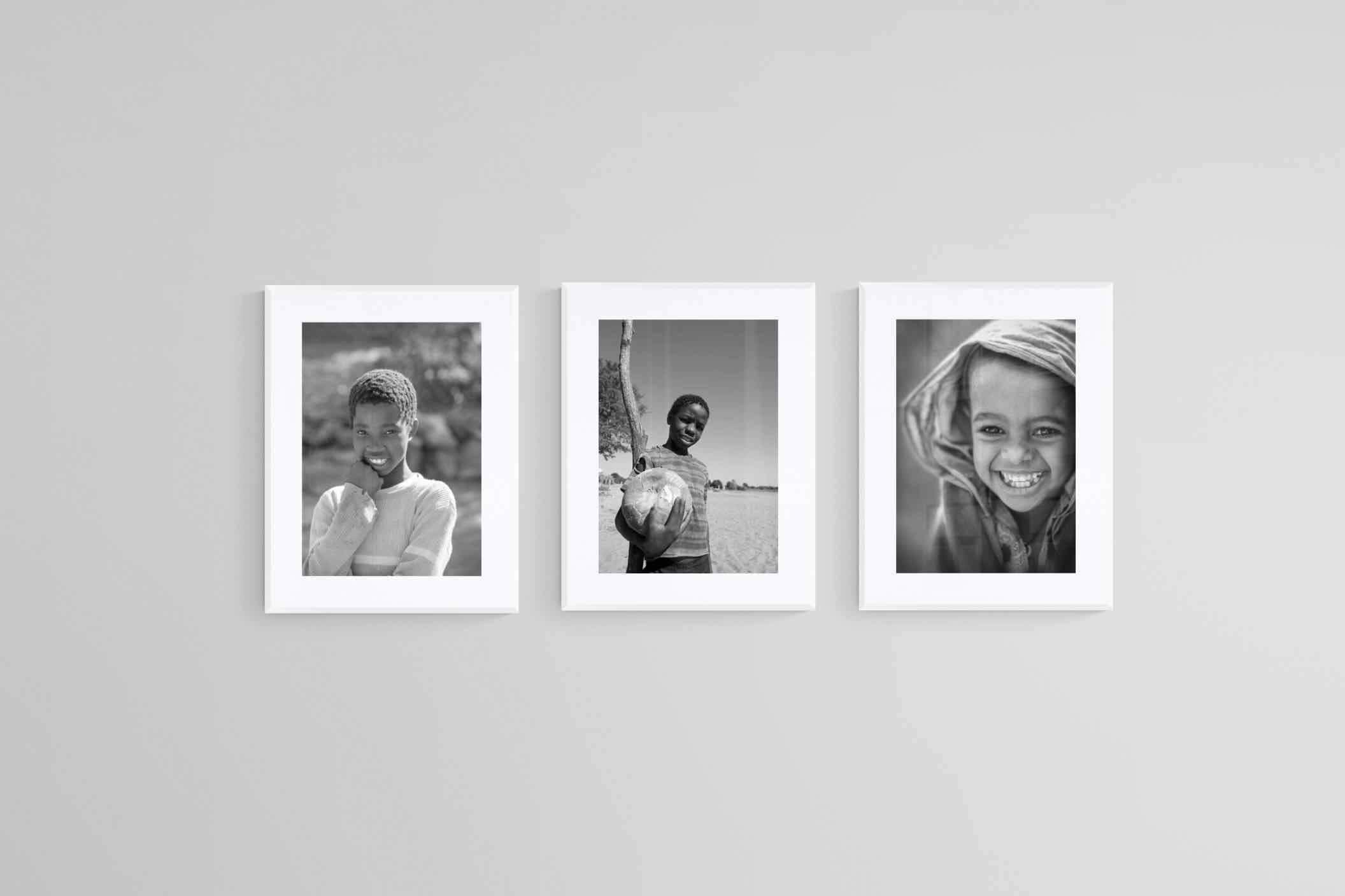 Children of Africa Set-Wall_Art-60 x 80cm (x3)-Framed Print-White-Pixalot