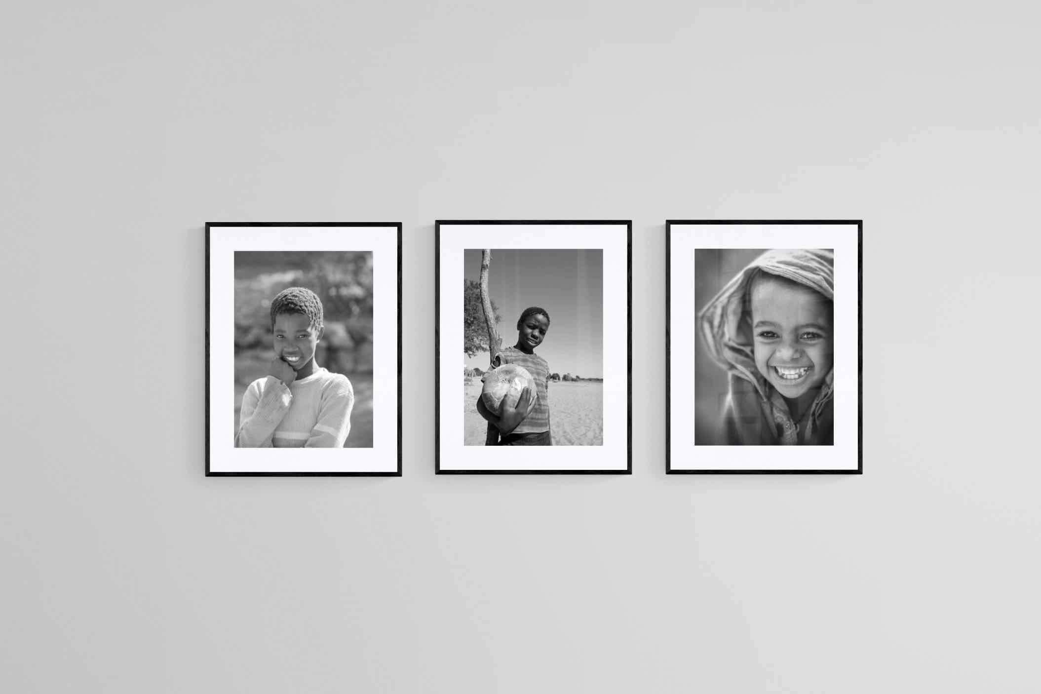Children of Africa Set-Wall_Art-60 x 80cm (x3)-Framed Print-Black-Pixalot