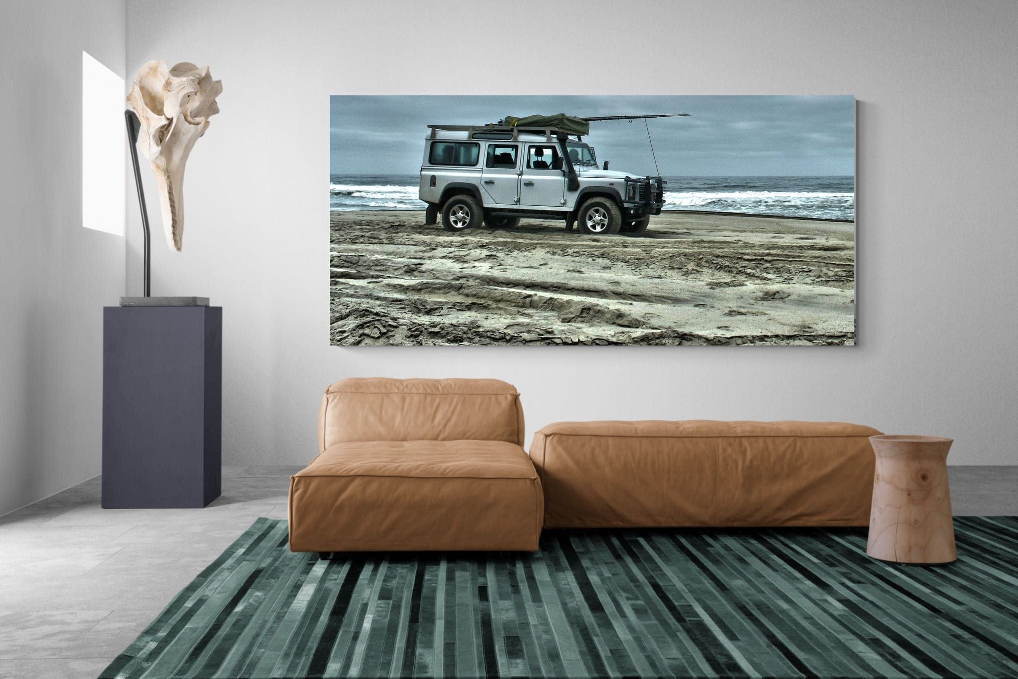 Defender at the Beach-Wall_Art-275 x 130cm-Mounted Canvas-No Frame-Pixalot